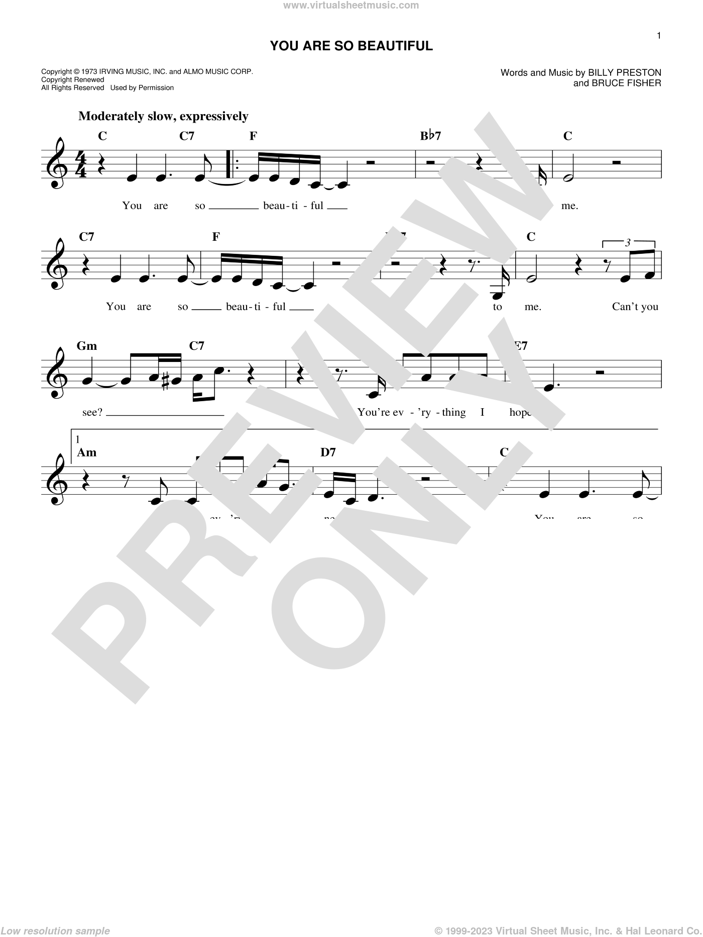 Cocker You Are So Beautiful Sheet Music Fake Book Pdf