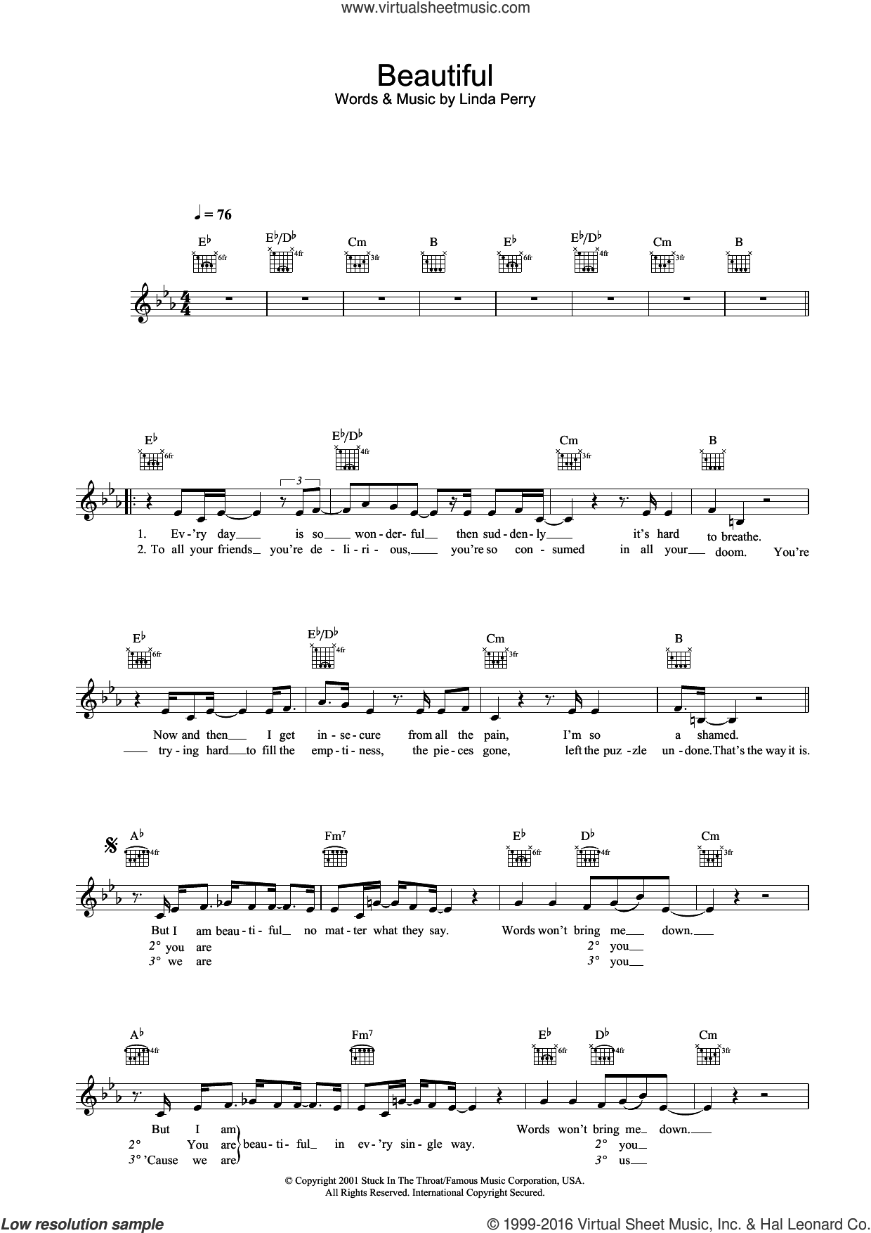 Alex Parks: Beautiful sheet music (fake book) (PDF-interactive)