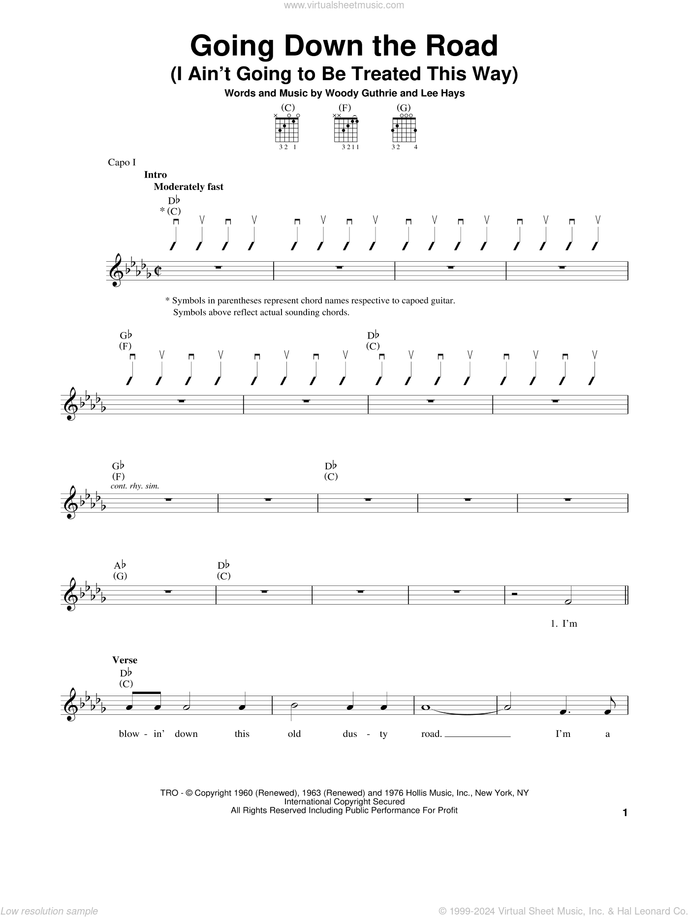 Going Down The Road (I Ain't Going To Be Treated This Way) sheet music