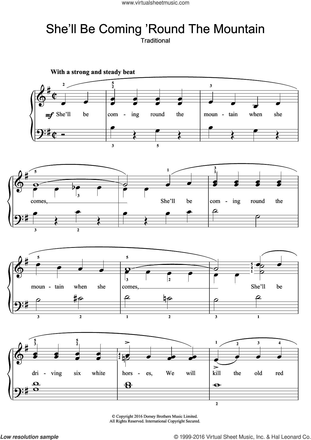 Rhyme - She'll Be Coming 'Round The Mountain sheet music for piano solo