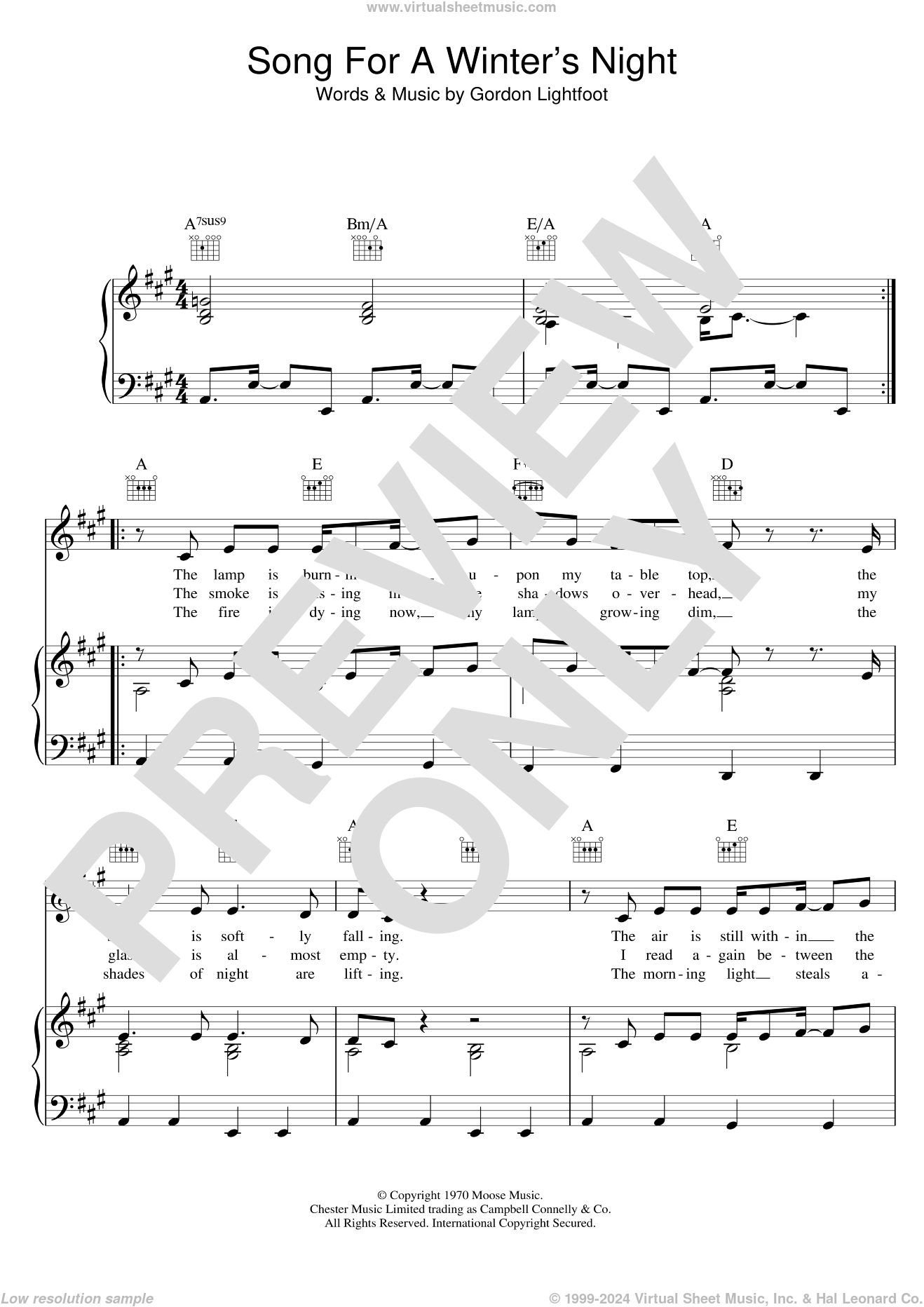 Download Lightfoot - Song For A Winter's Night sheet music for ...