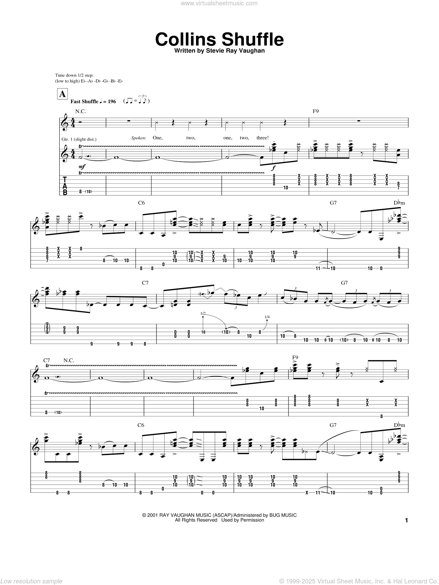 Collins Shuffle sheet music for guitar (tablature) (PDF)