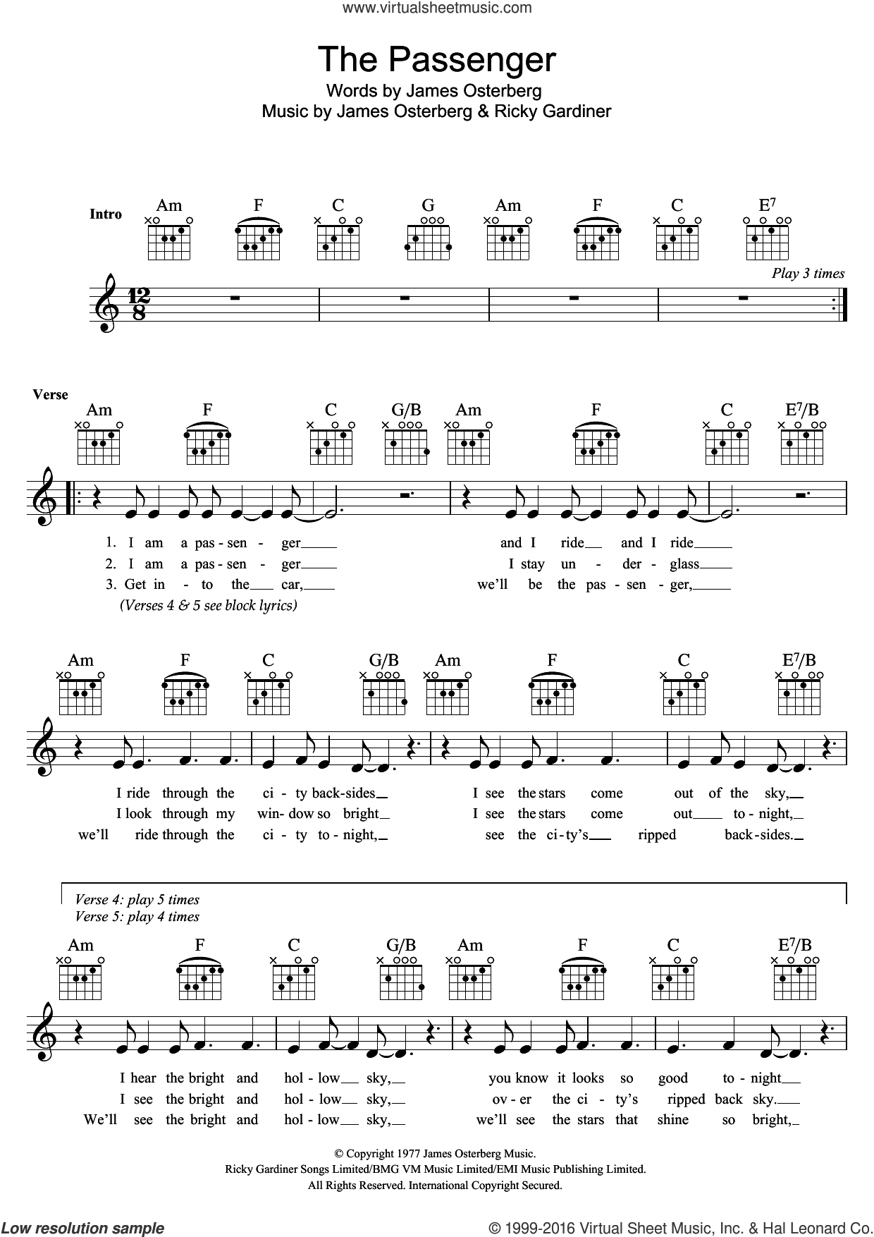 natuurlijk rand Woord The Passenger sheet music (fake book) (PDF)