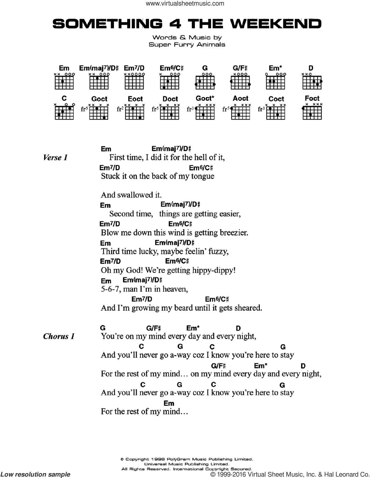 Something 4 The Weekend sheet music for guitar (chords) v2