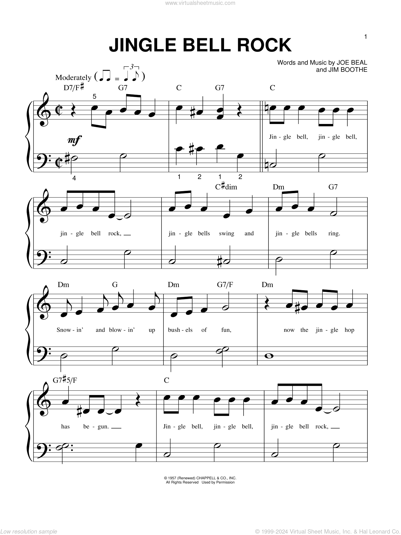 Jingle Bell Rock Sheet Music For Piano Solo Big Note Book Pdf 6203