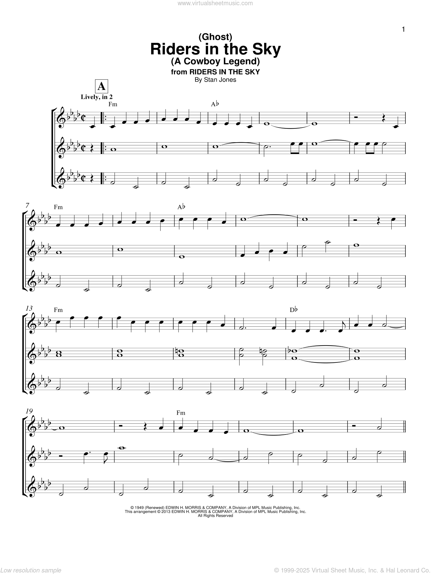 (Ghost) Riders In The Sky (A Cowboy Legend) sheet music for ukulele
