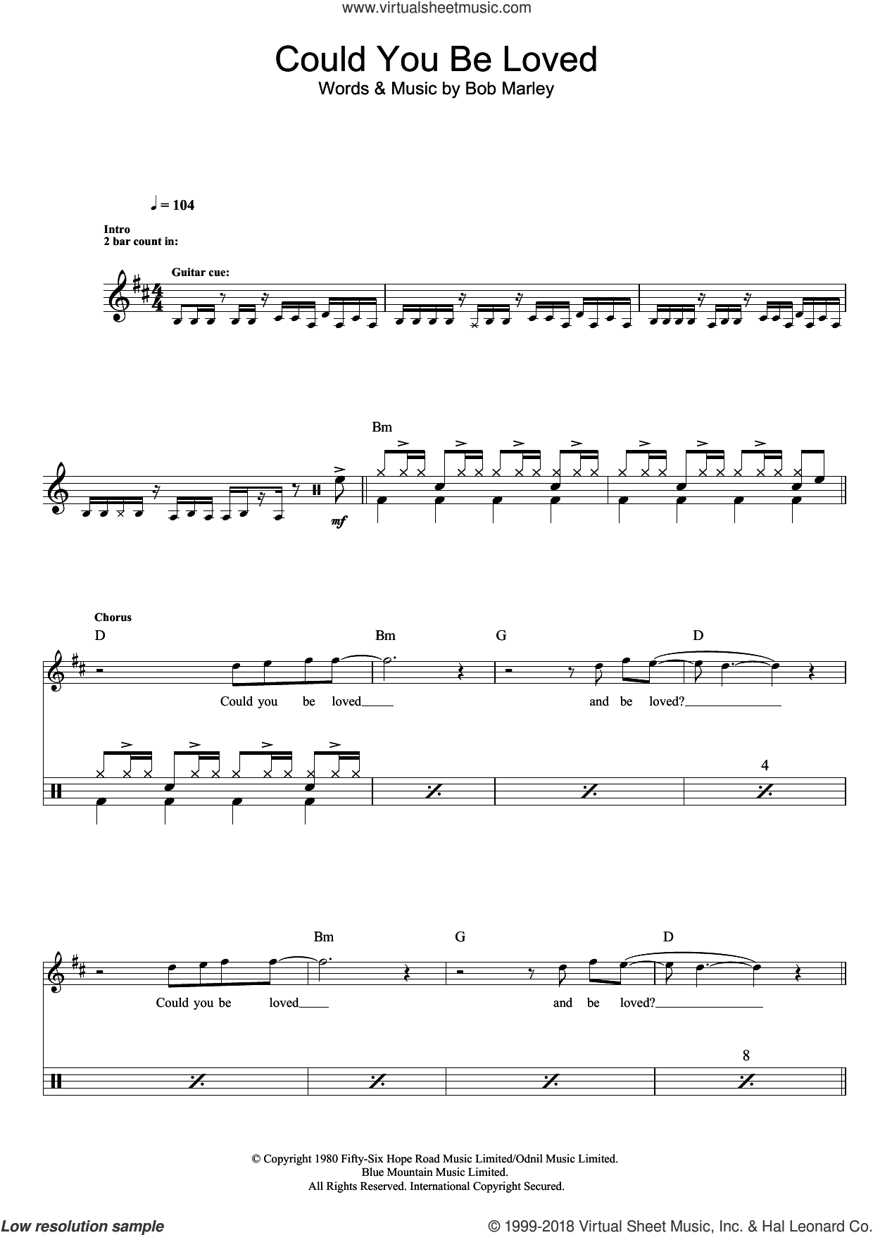Could You Be Loved sheet music for drums (percussions) v2