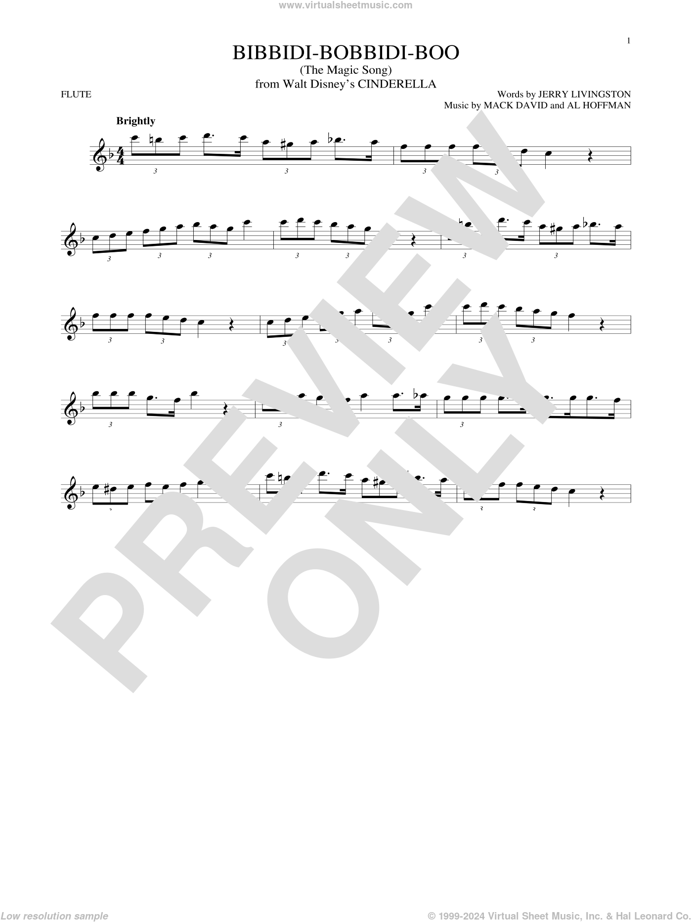 Livingston BibbidiBobbidiBoo (The Magic Song) (from Disney's Cinderella) sheet music for