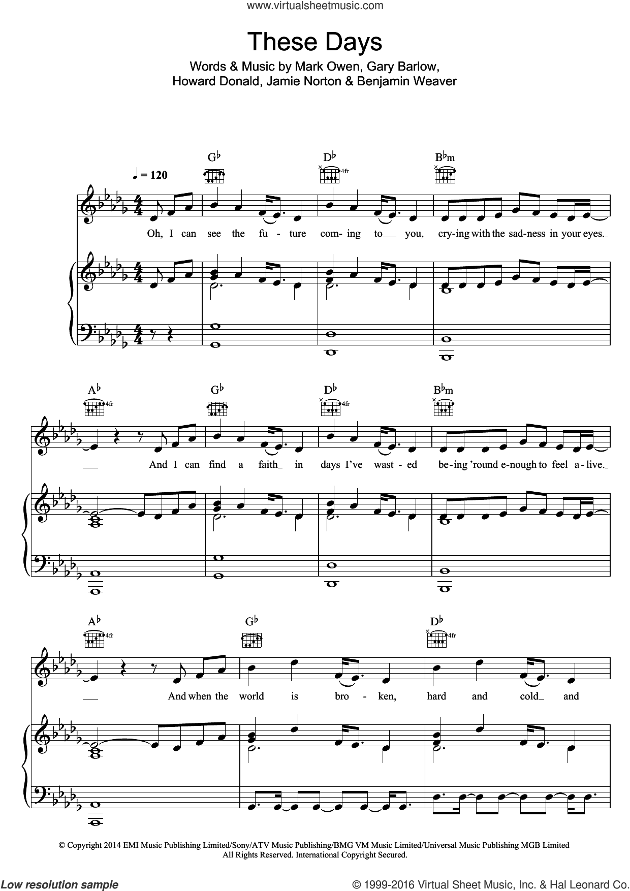 That - These Days Sheet Music For Voice, Piano Or Guitar [PDF]