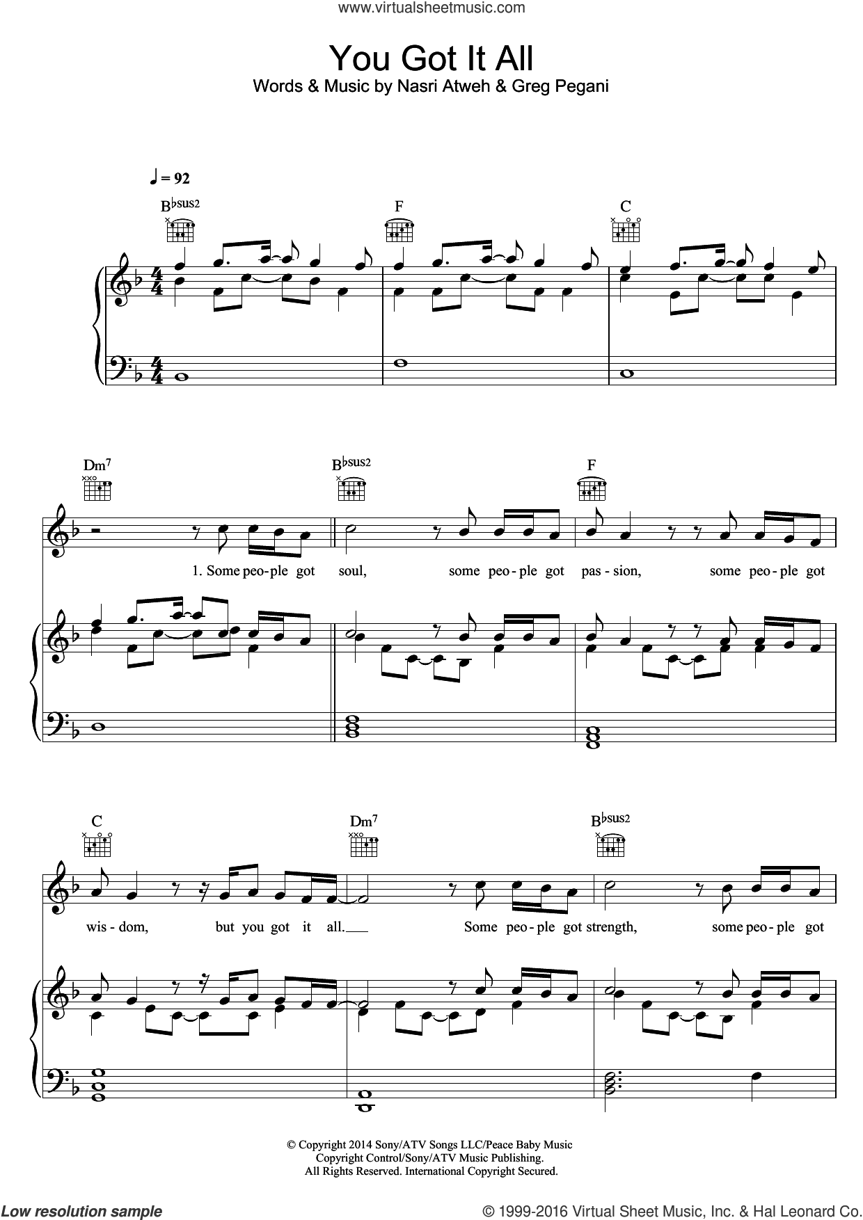 You Got It All sheet music for voice, piano or guitar v2