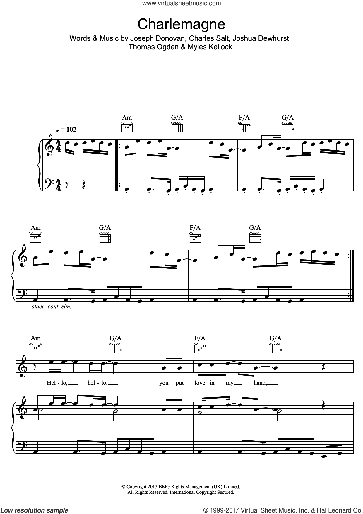 Charlemagne sheet music for voice, piano or guitar (PDF)