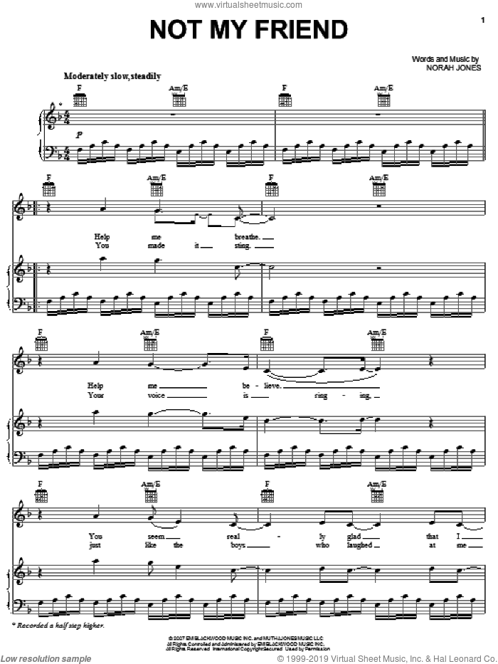 Not My Friend sheet music for voice, piano or guitar (PDF)