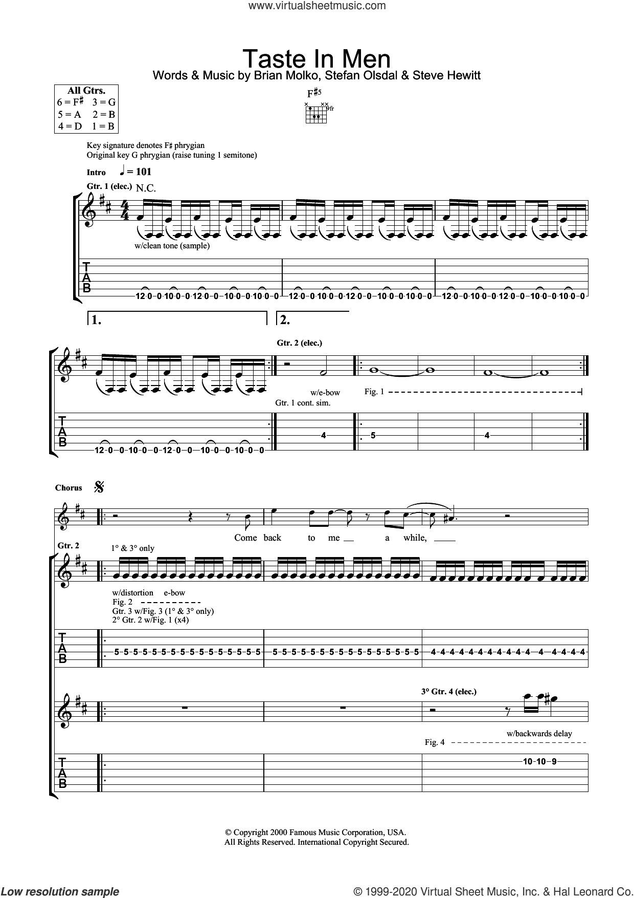 Taste In Men sheet music for guitar (tablature) (PDF)