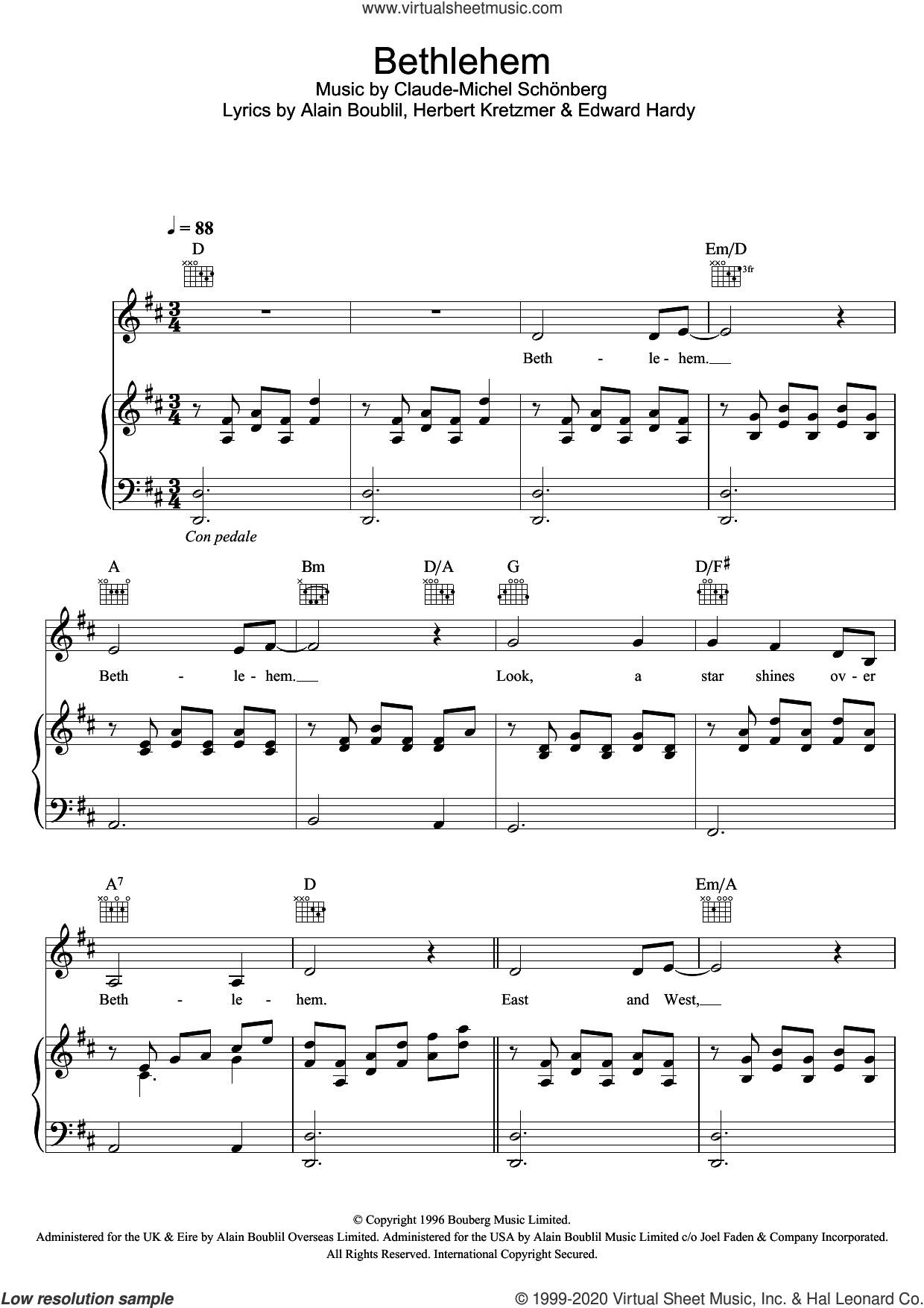 Bethlehem sheet music for voice, piano or guitar (PDF)