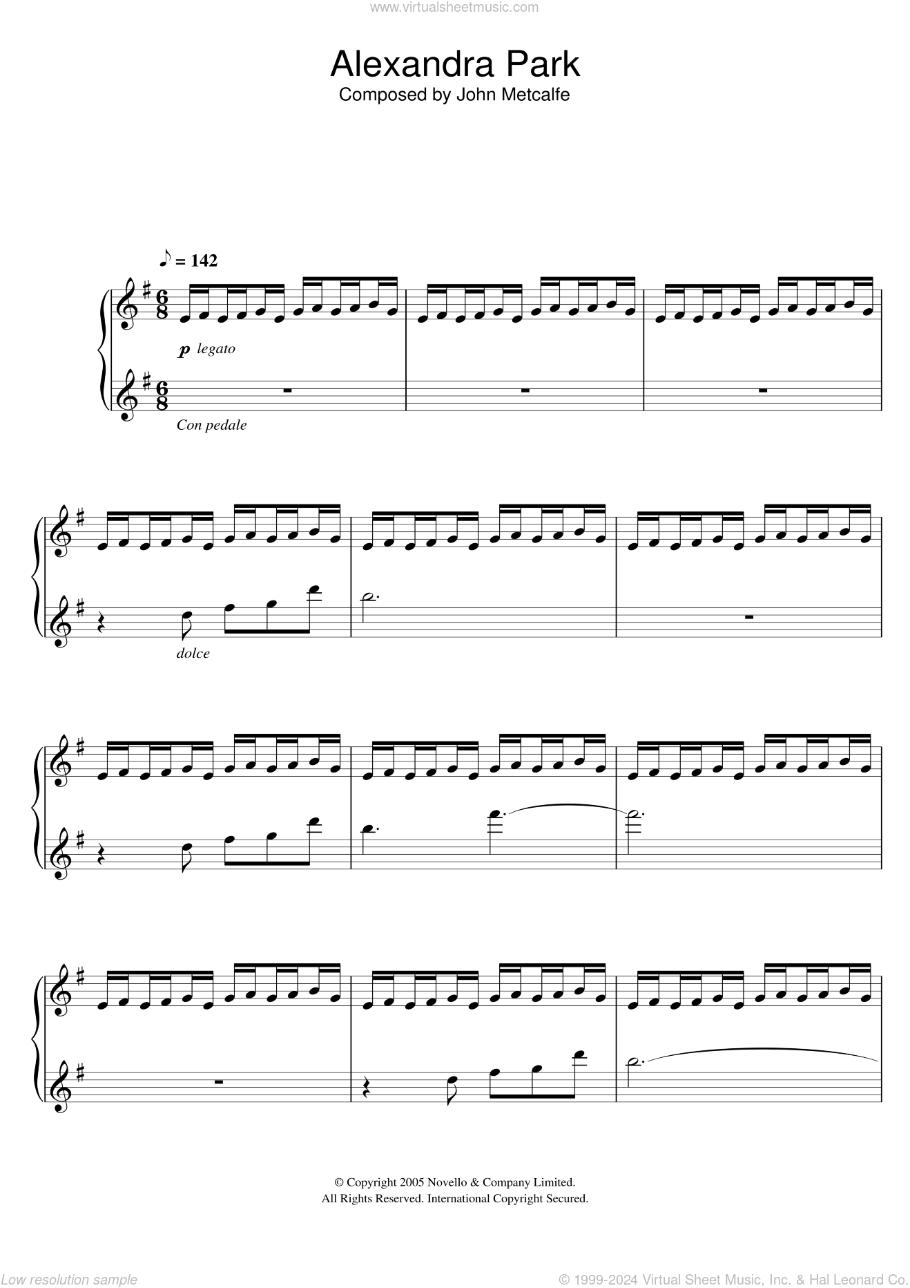 Alexandra Park sheet music for piano solo (PDF)