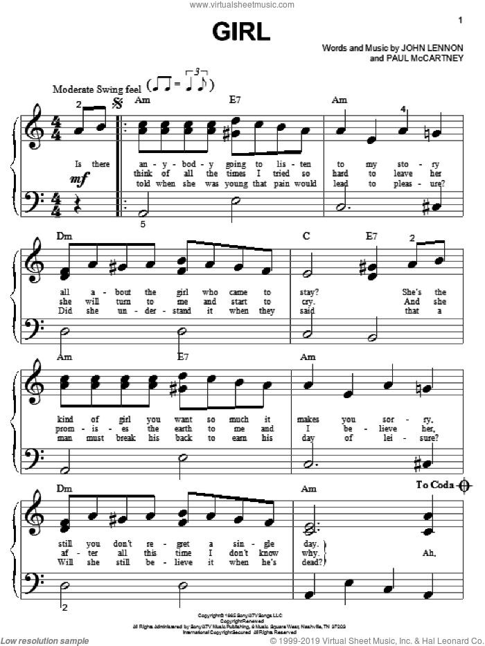 Woman by John Lennon - Easy Piano - Digital Sheet Music