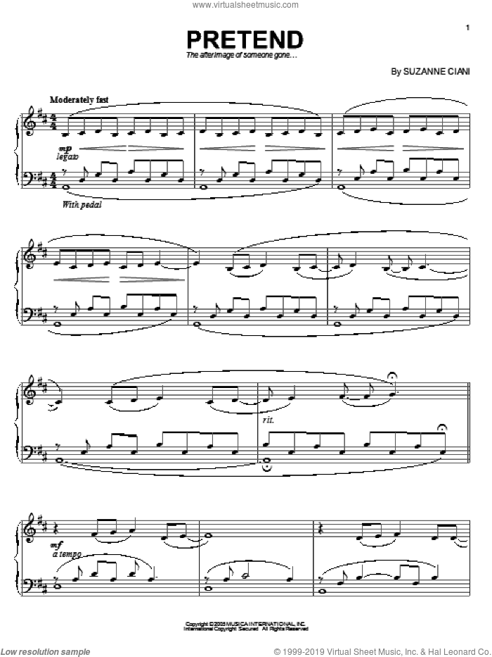 Pretending sheet music for piano solo (PDF-interactive)