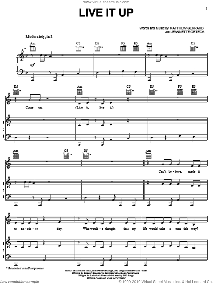 Jeannie Ortega: Live It Up sheet music for voice, piano or guitar