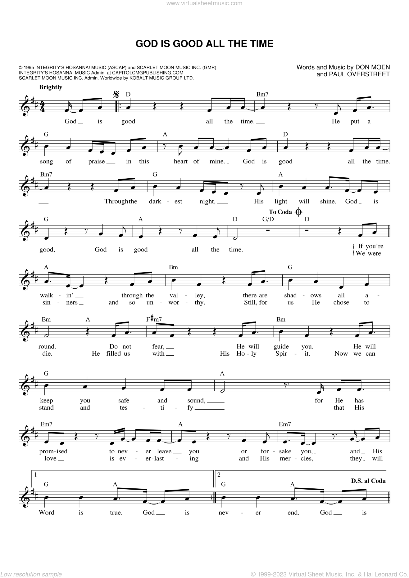 God Is Good All The Time sheet music (fake book) (PDF)