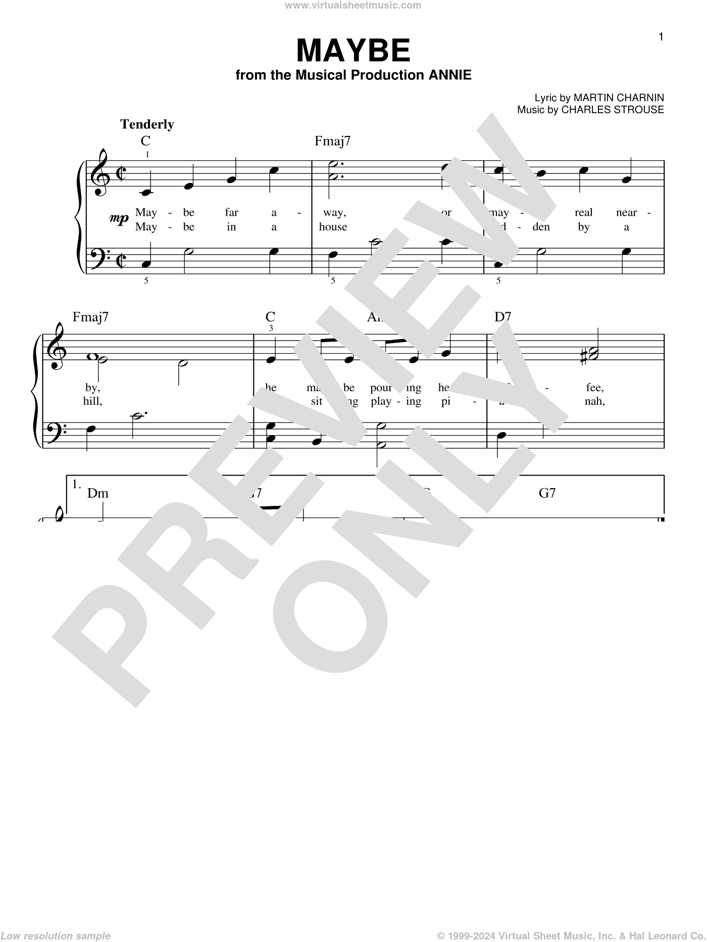 Charles Strouse: Maybe Sheet Music For Piano Solo (PDF)