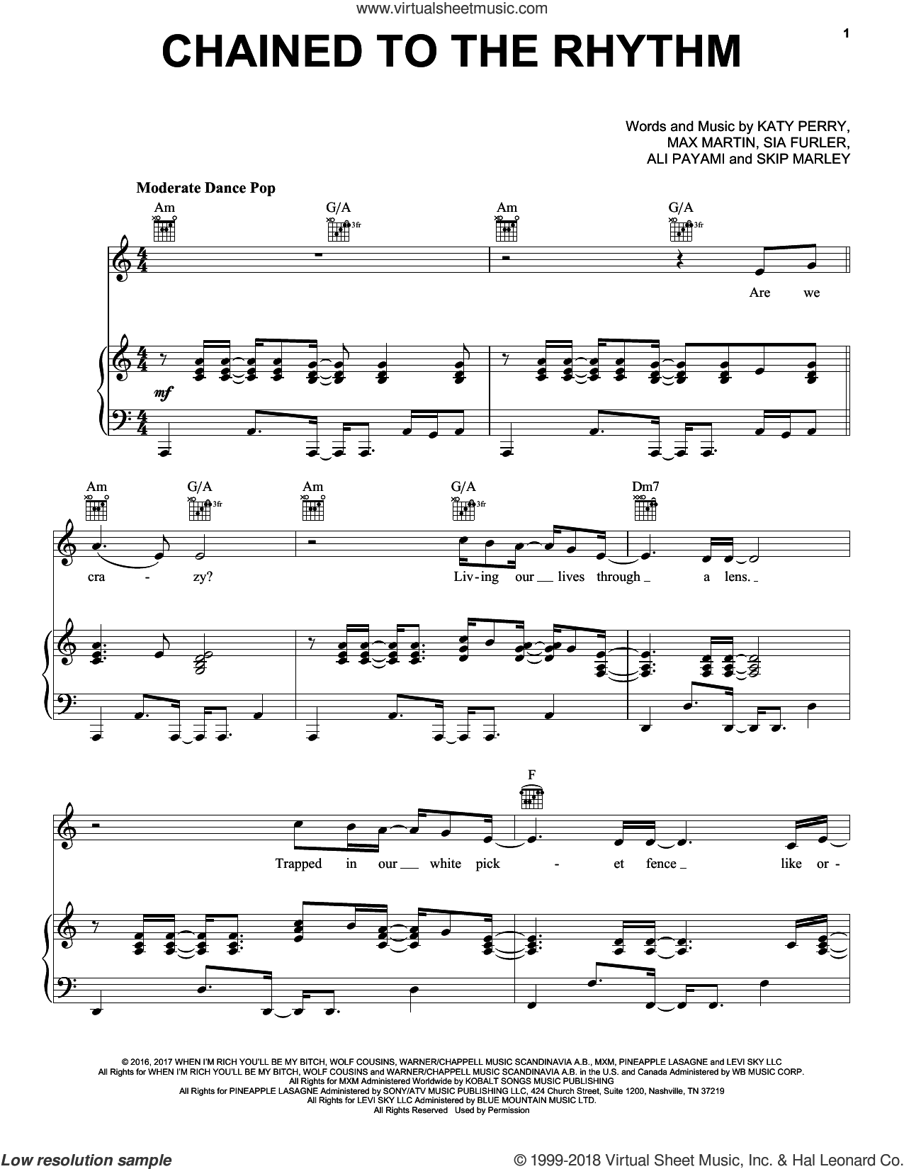 Onbekwaamheid vandaag Bron Chained To The Rhythm sheet music for voice, piano or guitar