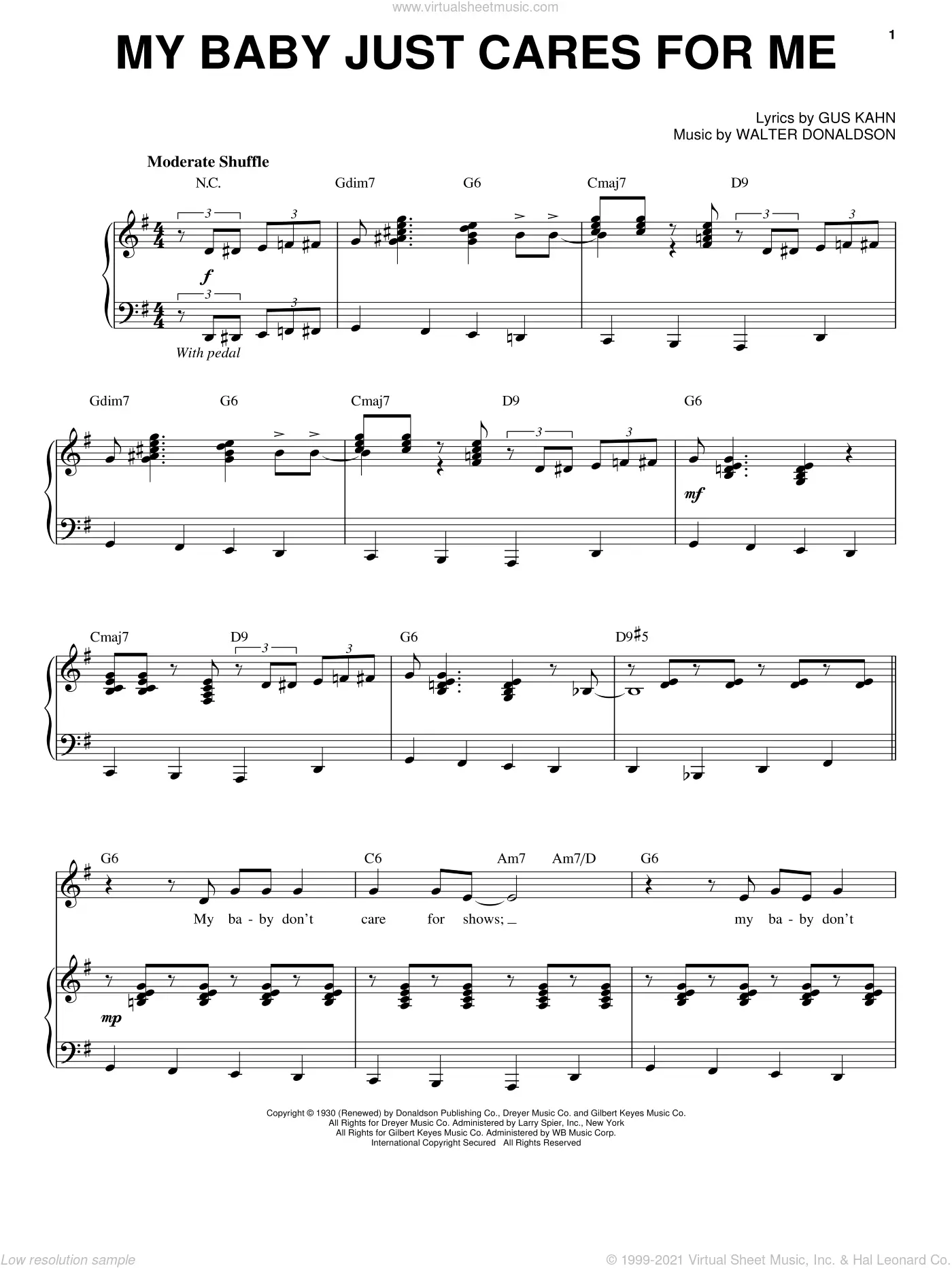 reserva China Seguro My baby just cares for me Piano, Voice Sheet Music to download and print