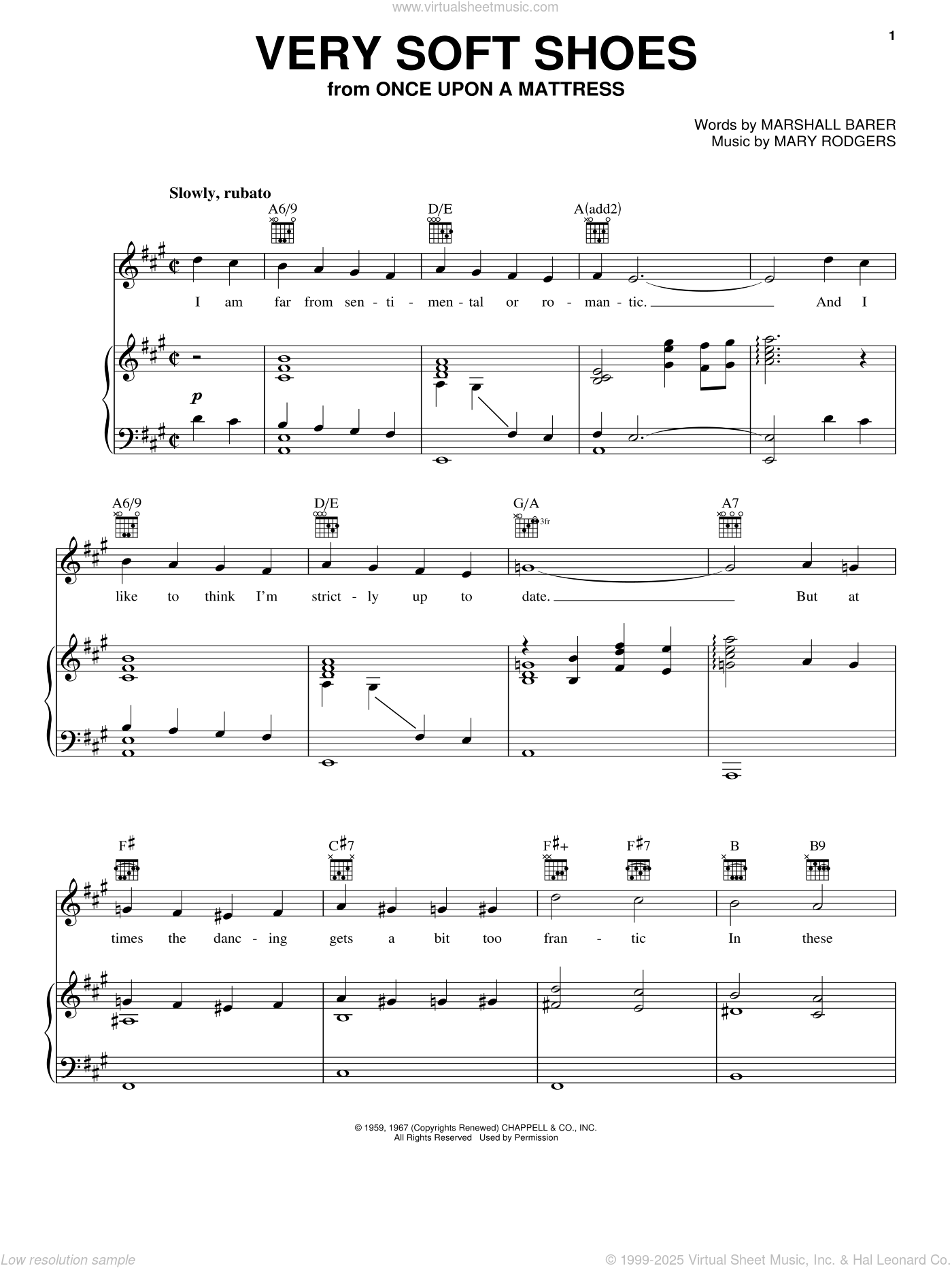 Barer Very Soft Shoes sheet music for voice, piano or guitar