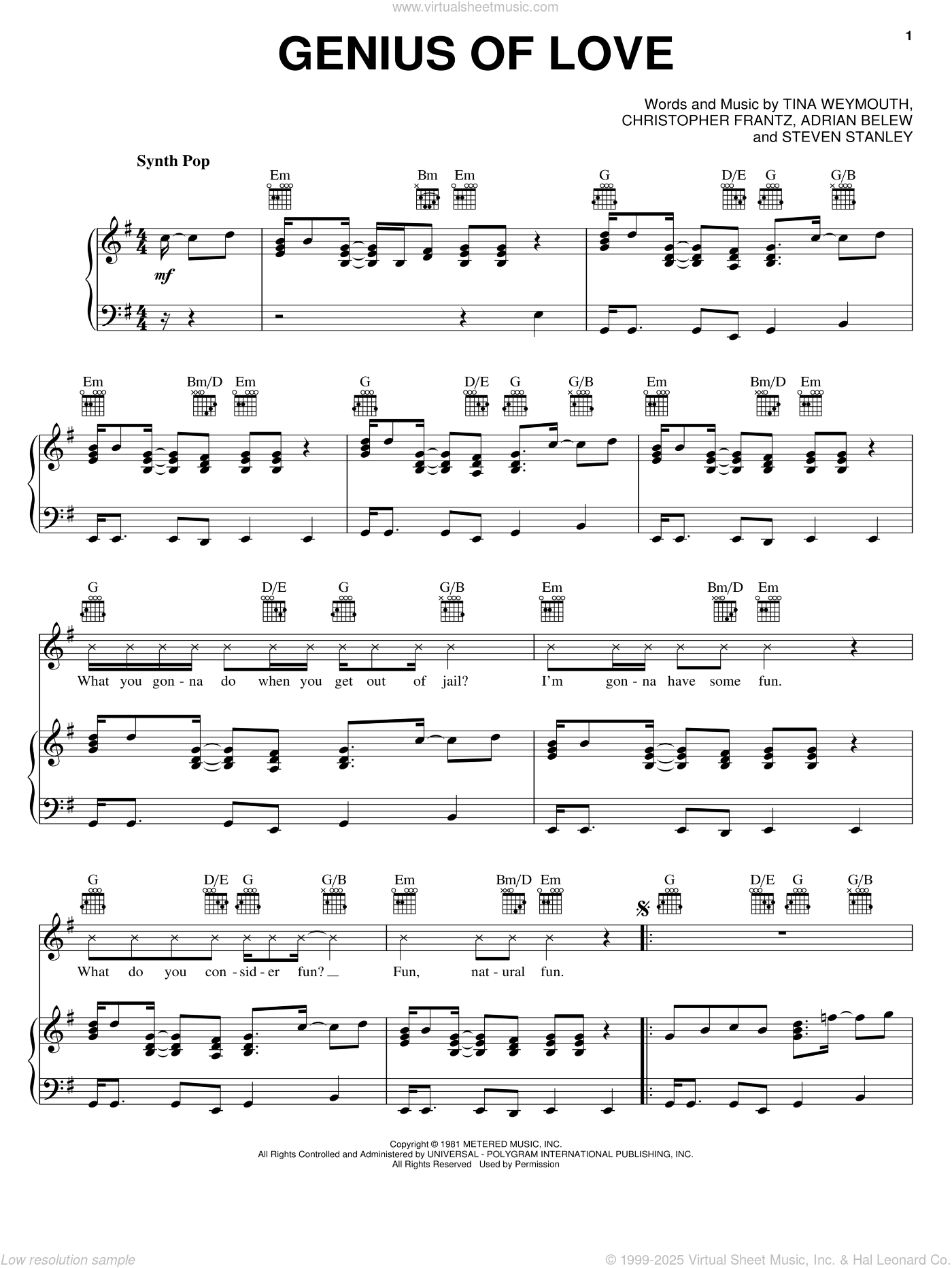 Genius Of Love sheet music for voice, piano or guitar (PDF)