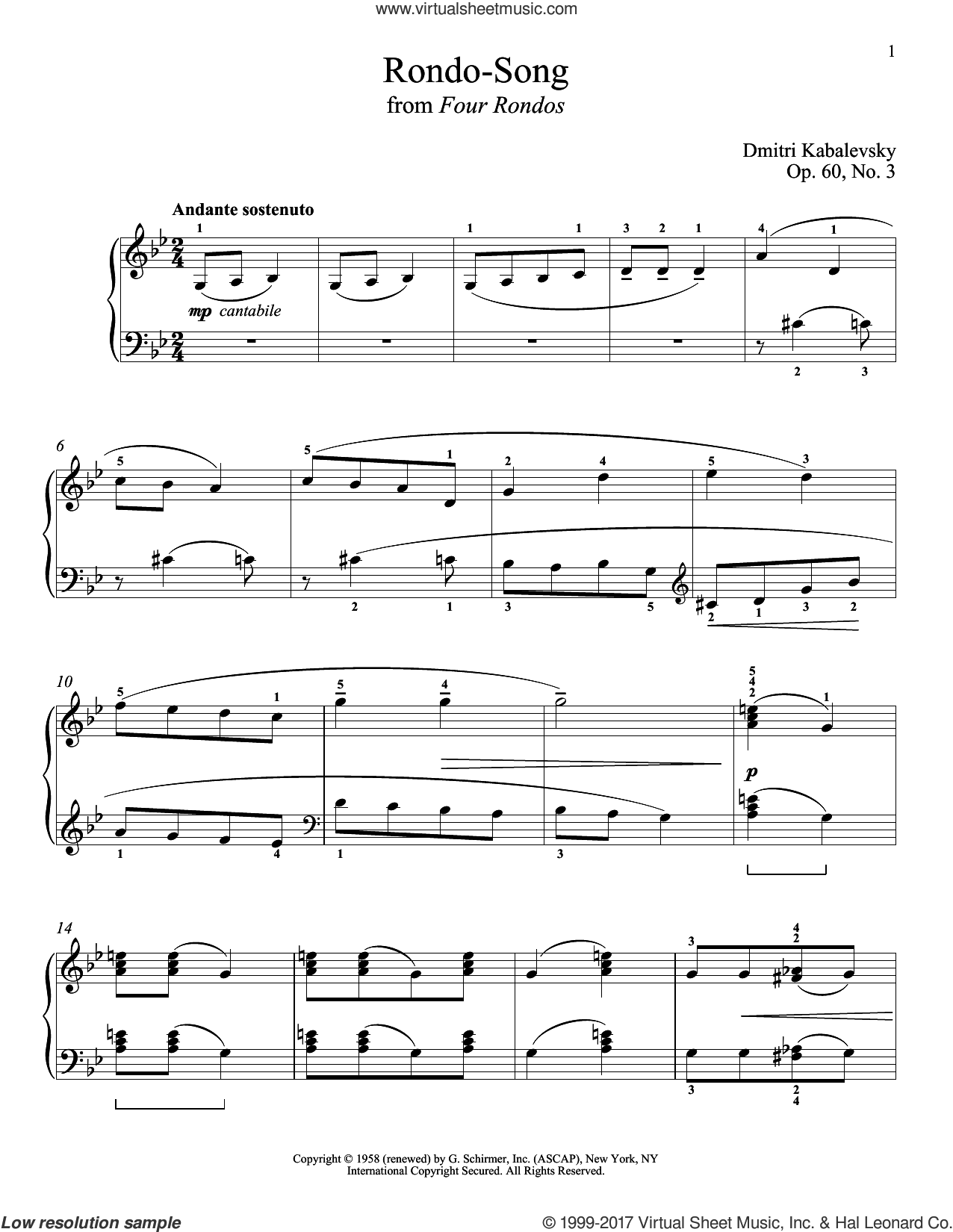 Rondo-Song sheet music for piano solo (PDF-interactive)
