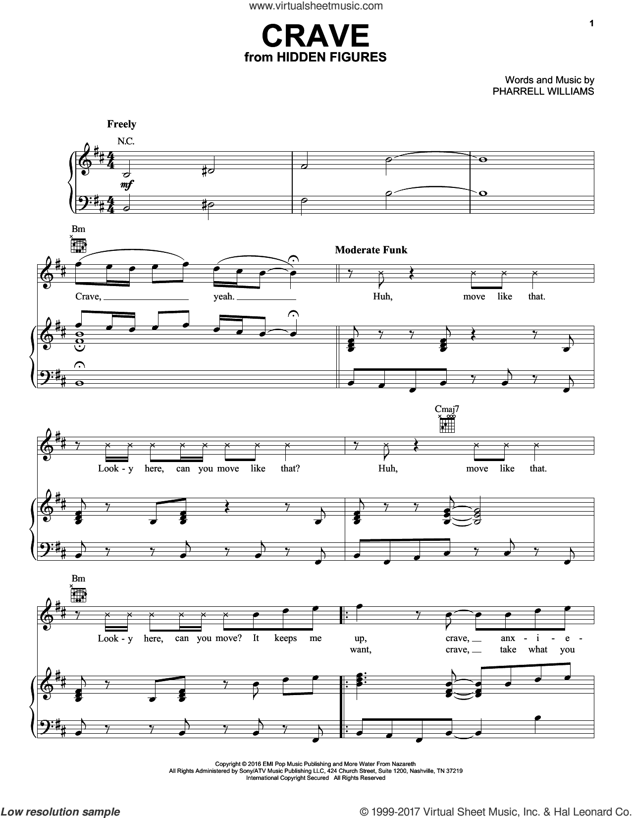 Williams - Crave sheet music for voice, piano or guitar [PDF]