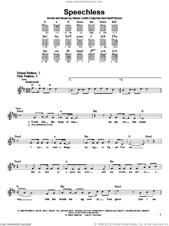 Speechless sheet music for guitar solo (chords) (PDFinteractive)