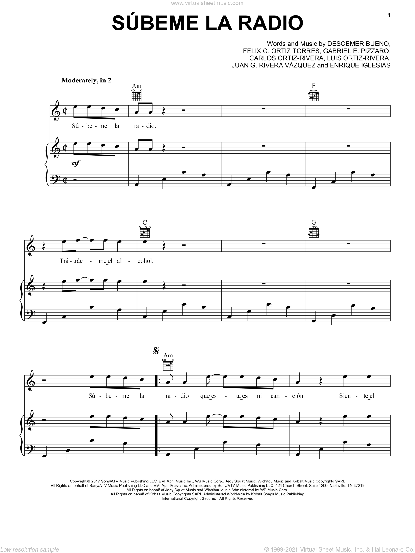 kæmpe Enumerate onsdag Subeme La Radio sheet music for voice, piano or guitar (PDF)