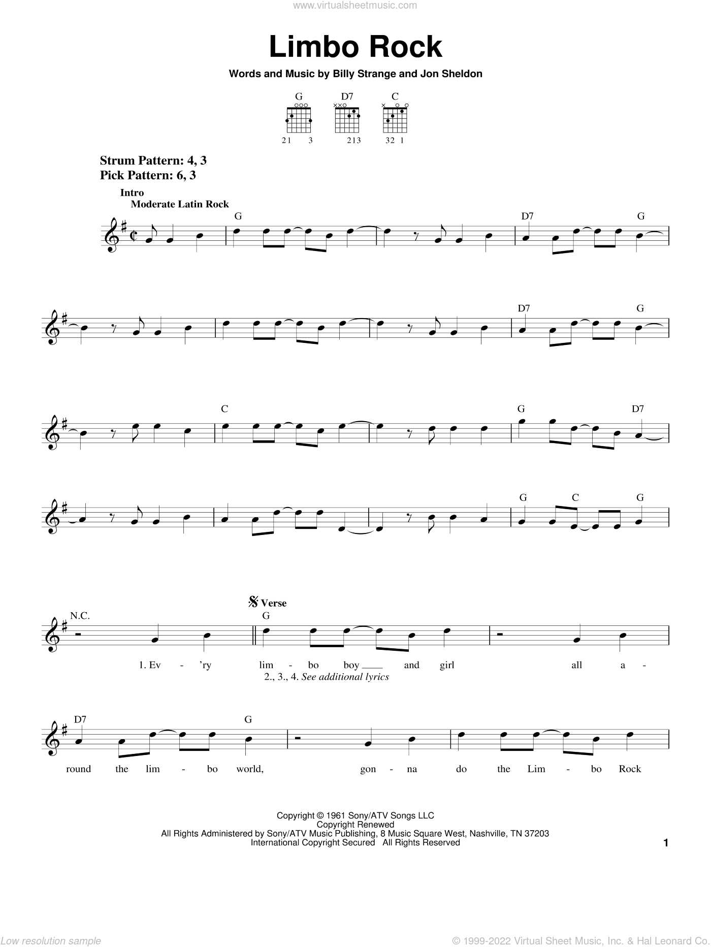 Checker - Limbo Rock sheet music for guitar solo (chords) [PDF]