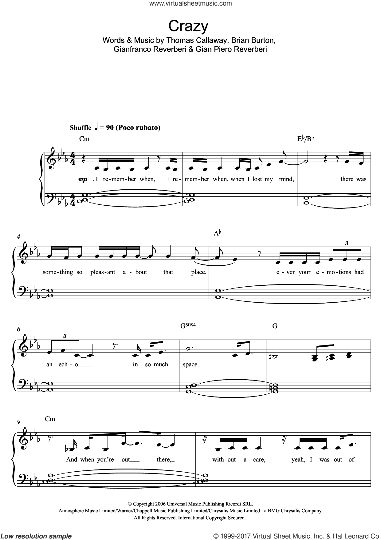 Noonan Crazy sheet music for piano solo [PDFinteractive]