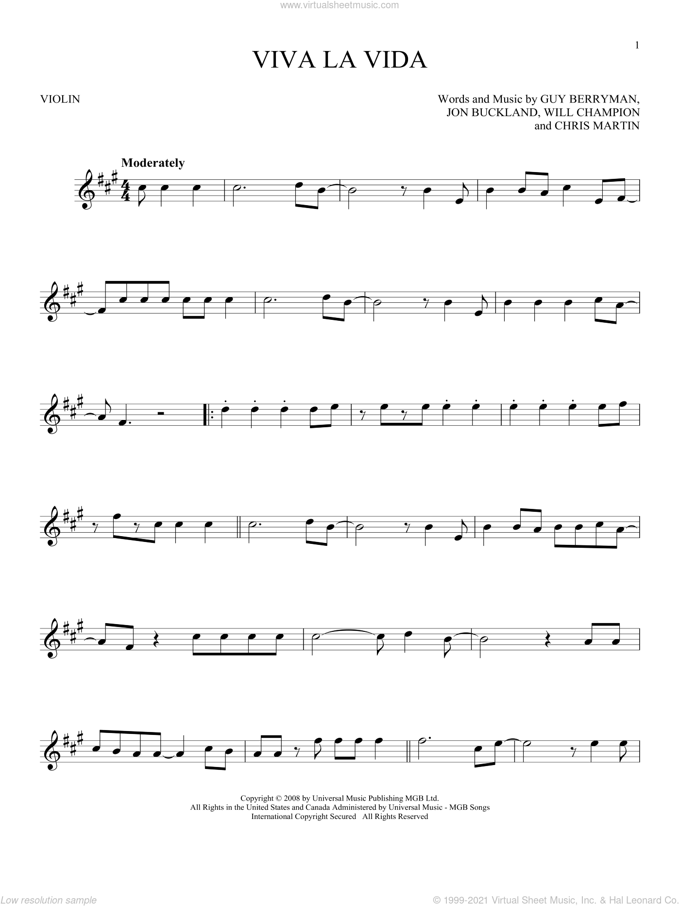 La Vida sheet music for violin solo (PDF) v2