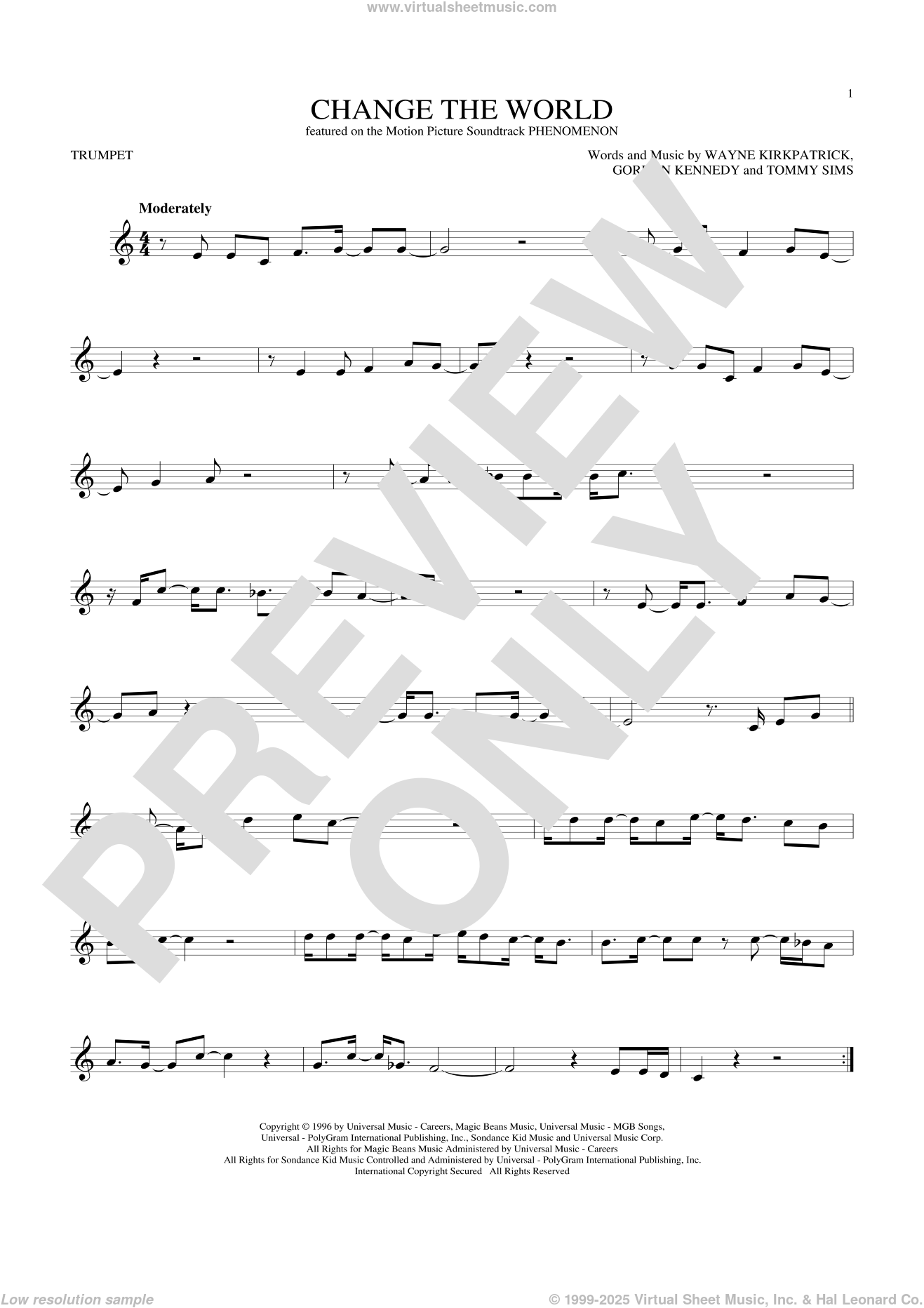 Change The World sheet music for trumpet solo (PDF-interactive)