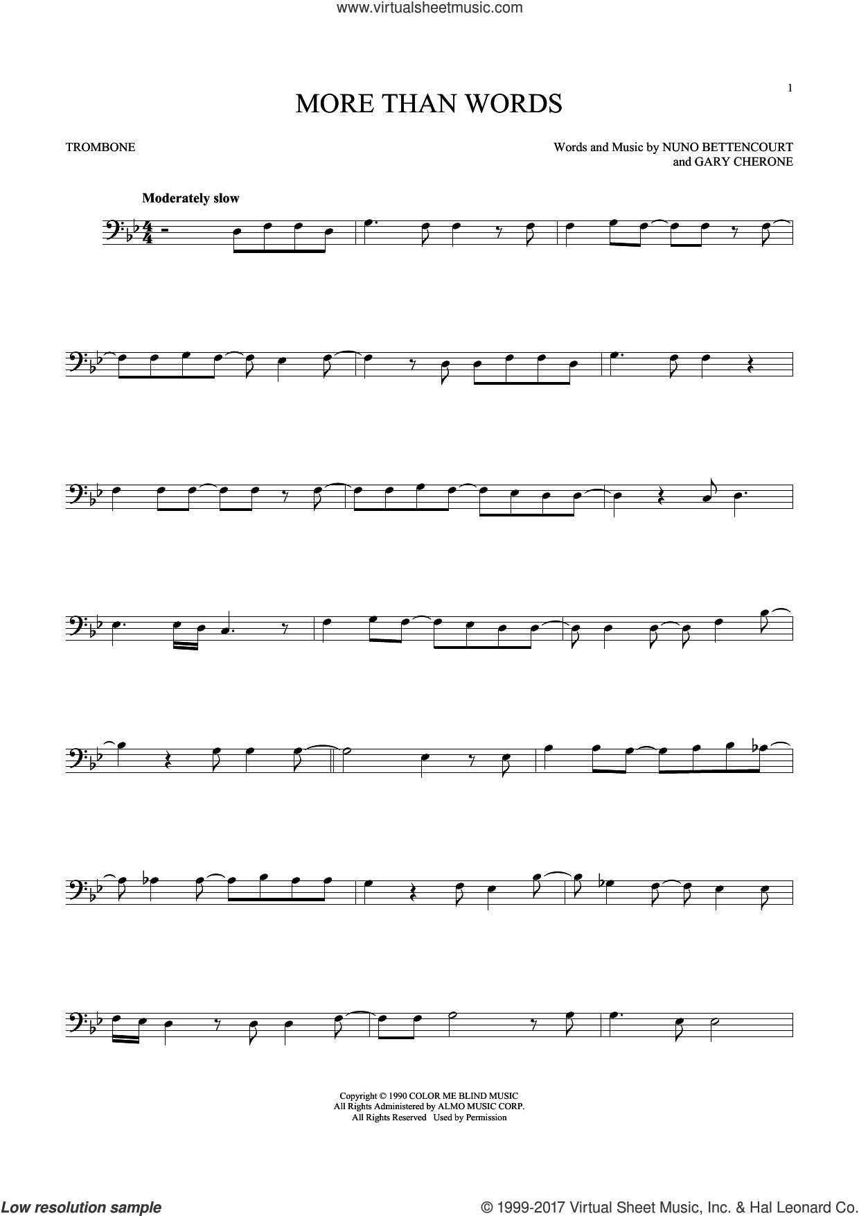More Than Words sheet music for trombone solo (PDFinteractive)