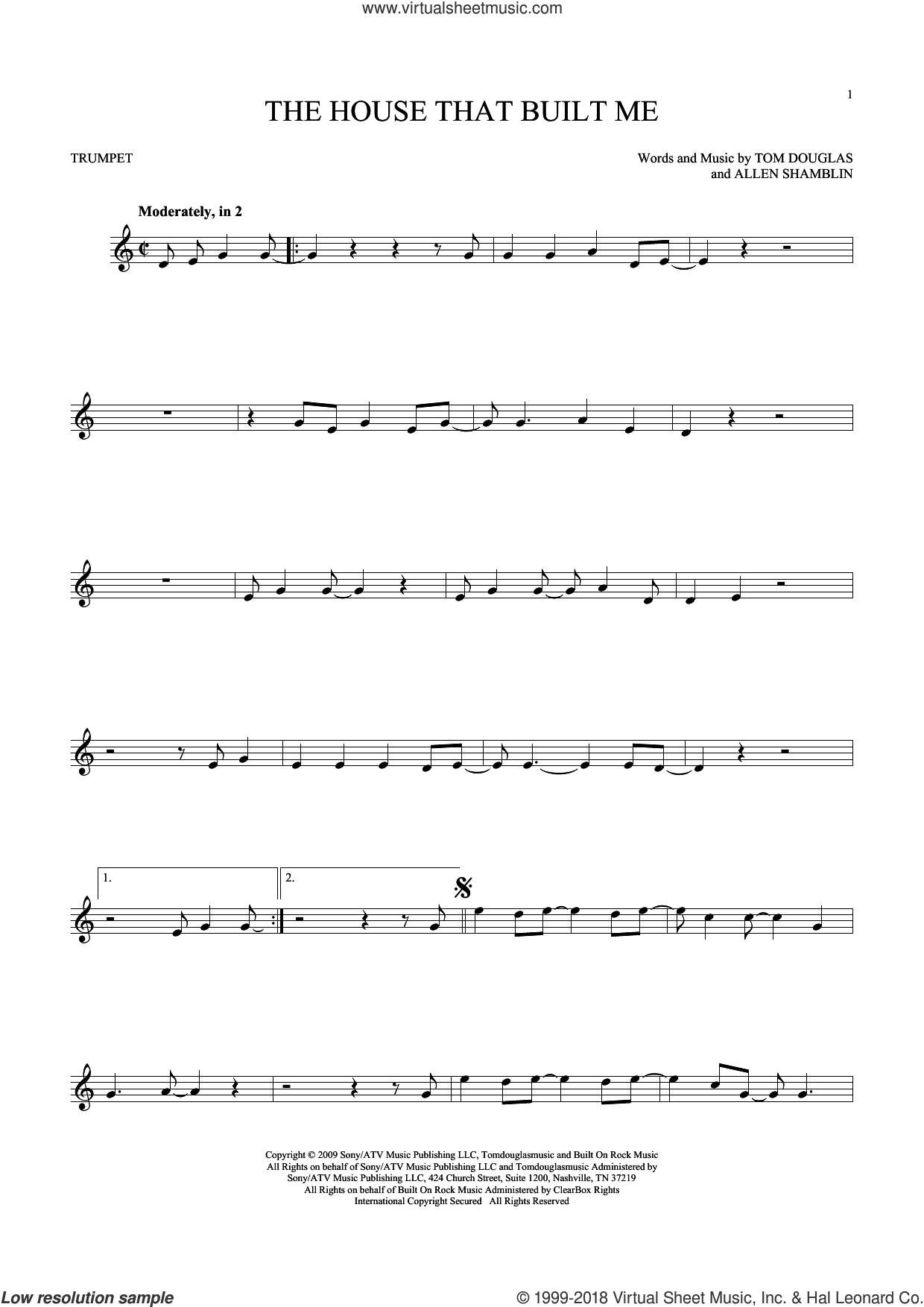 The House That Built Me sheet music for trumpet solo (PDF)
