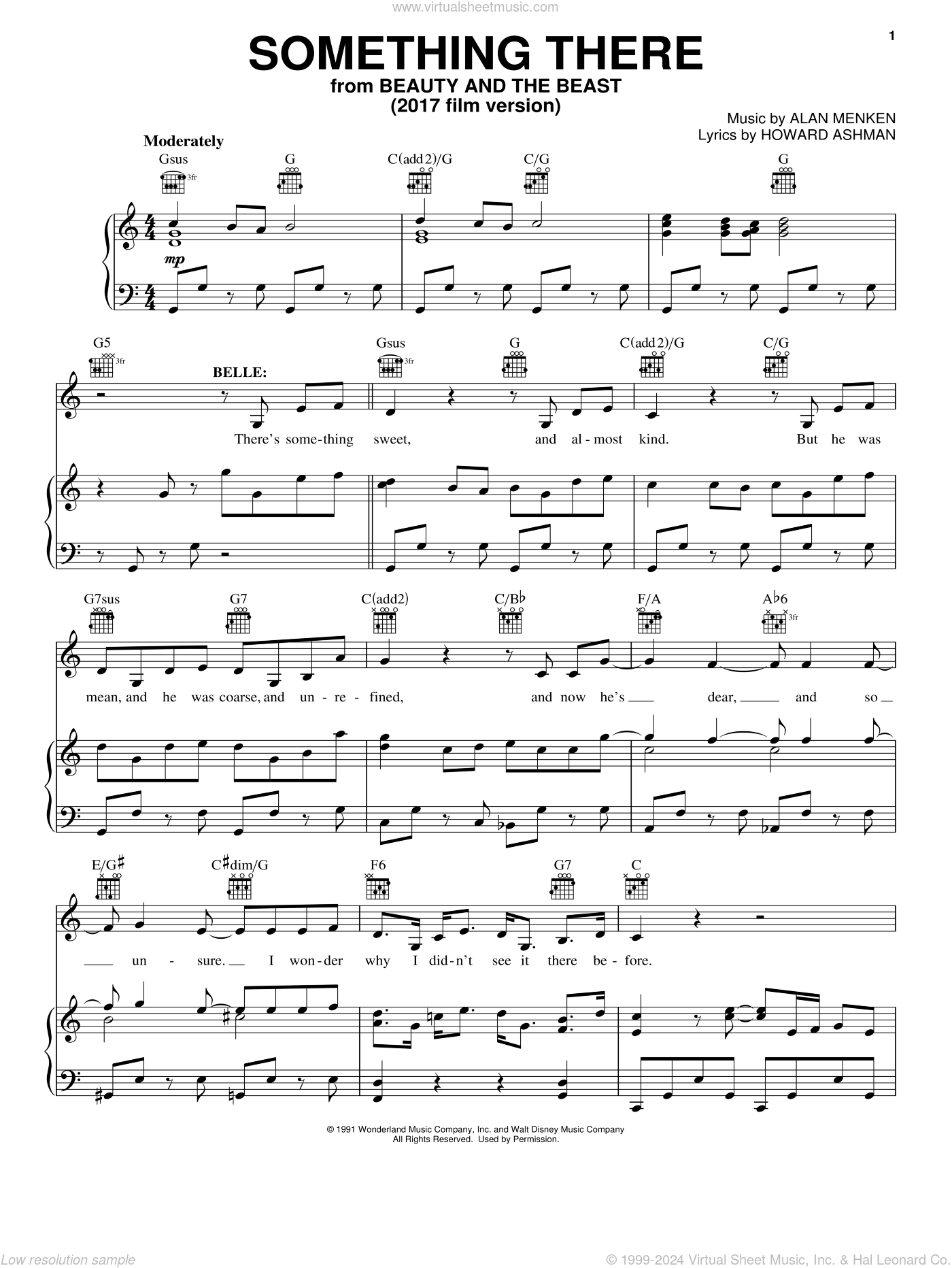 Something There (from Beauty And The Beast) (2017) sheet music for voice,  piano or guitar