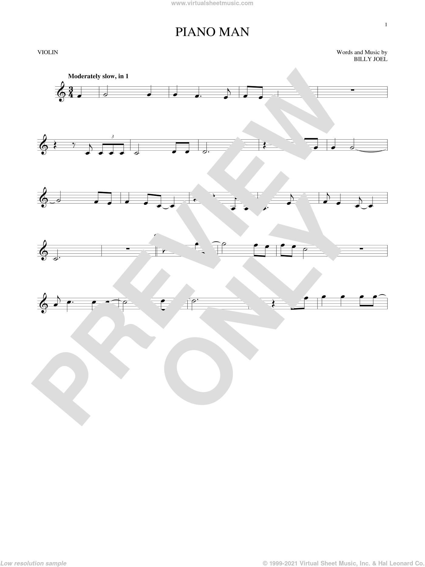 Joel Piano Man Sheet Music For Violin Solo Pdf Interactive