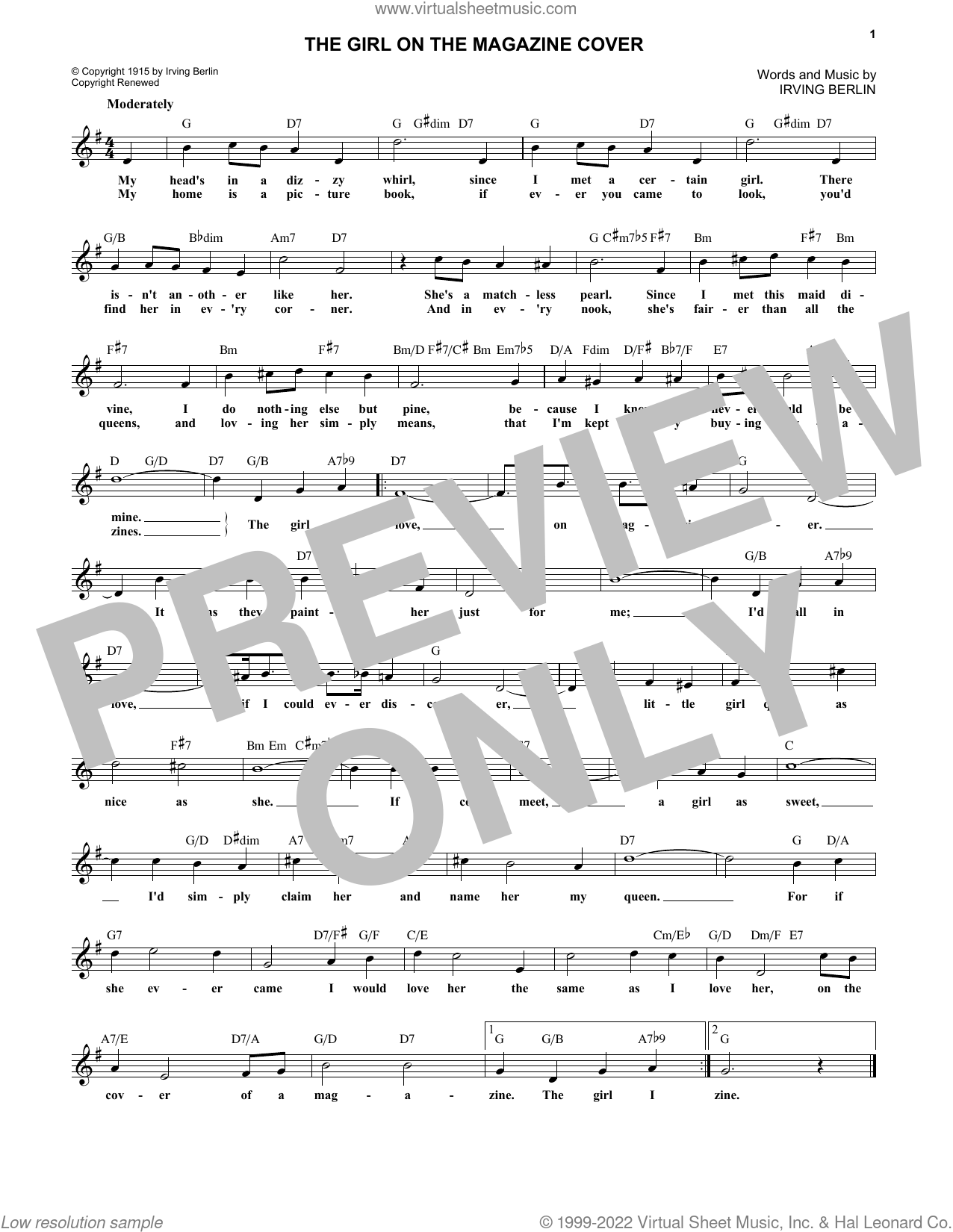 The Girl On The Magazine Cover sheet music (fake book) (PDF)