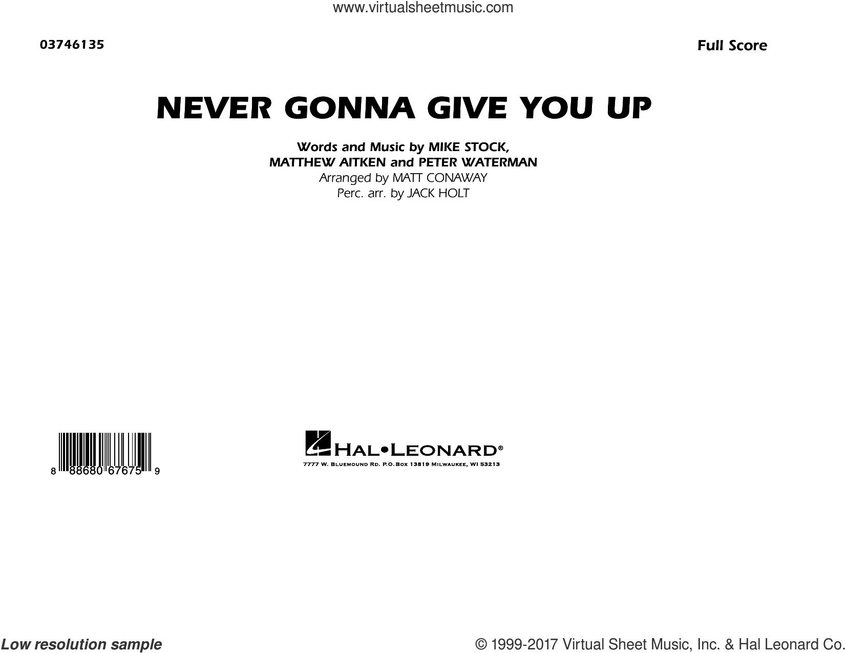 Conaway Never Gonna Give You Up Sheet Music Complete