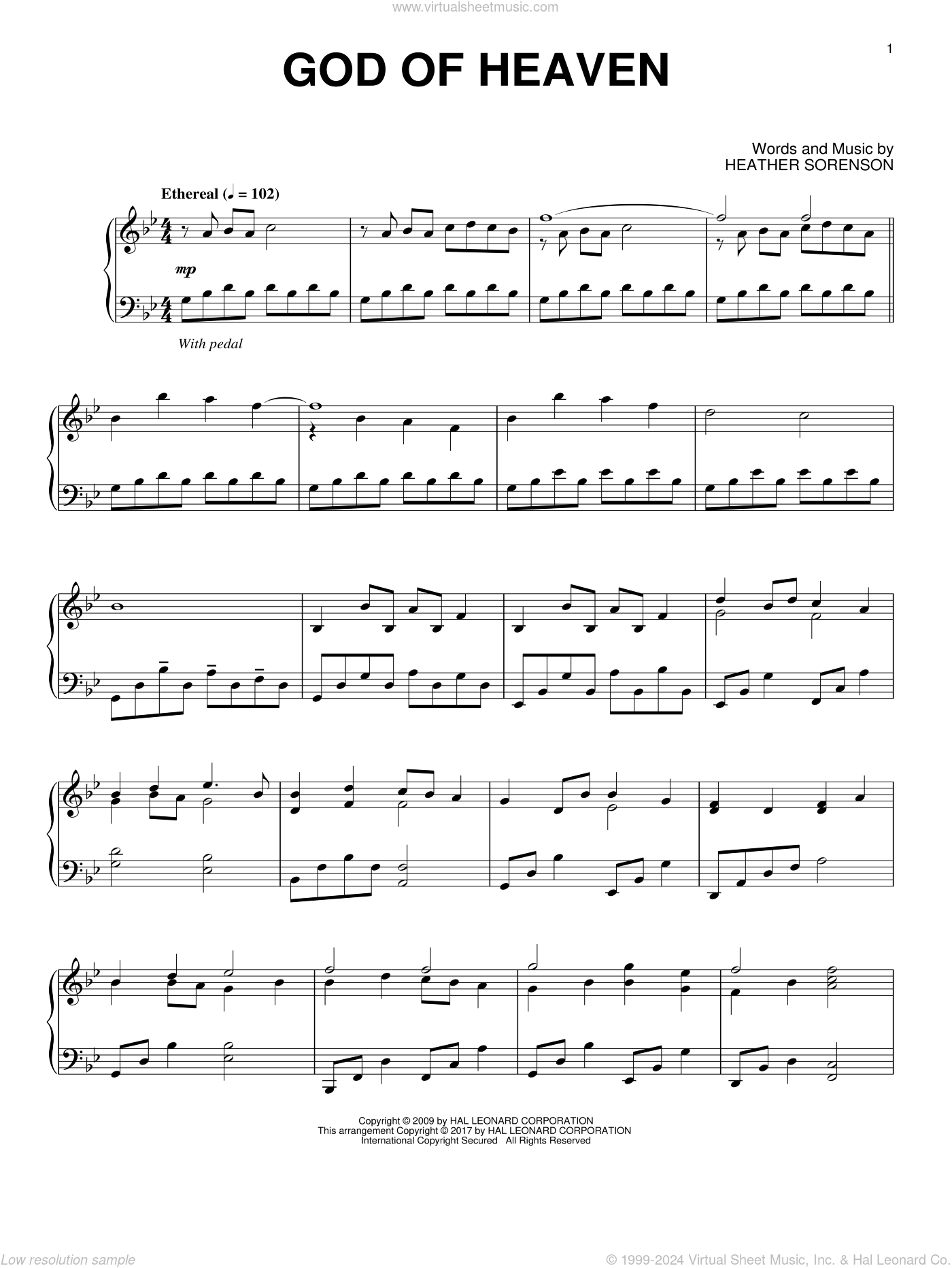 God Of Heaven sheet music for piano solo (PDF-interactive)