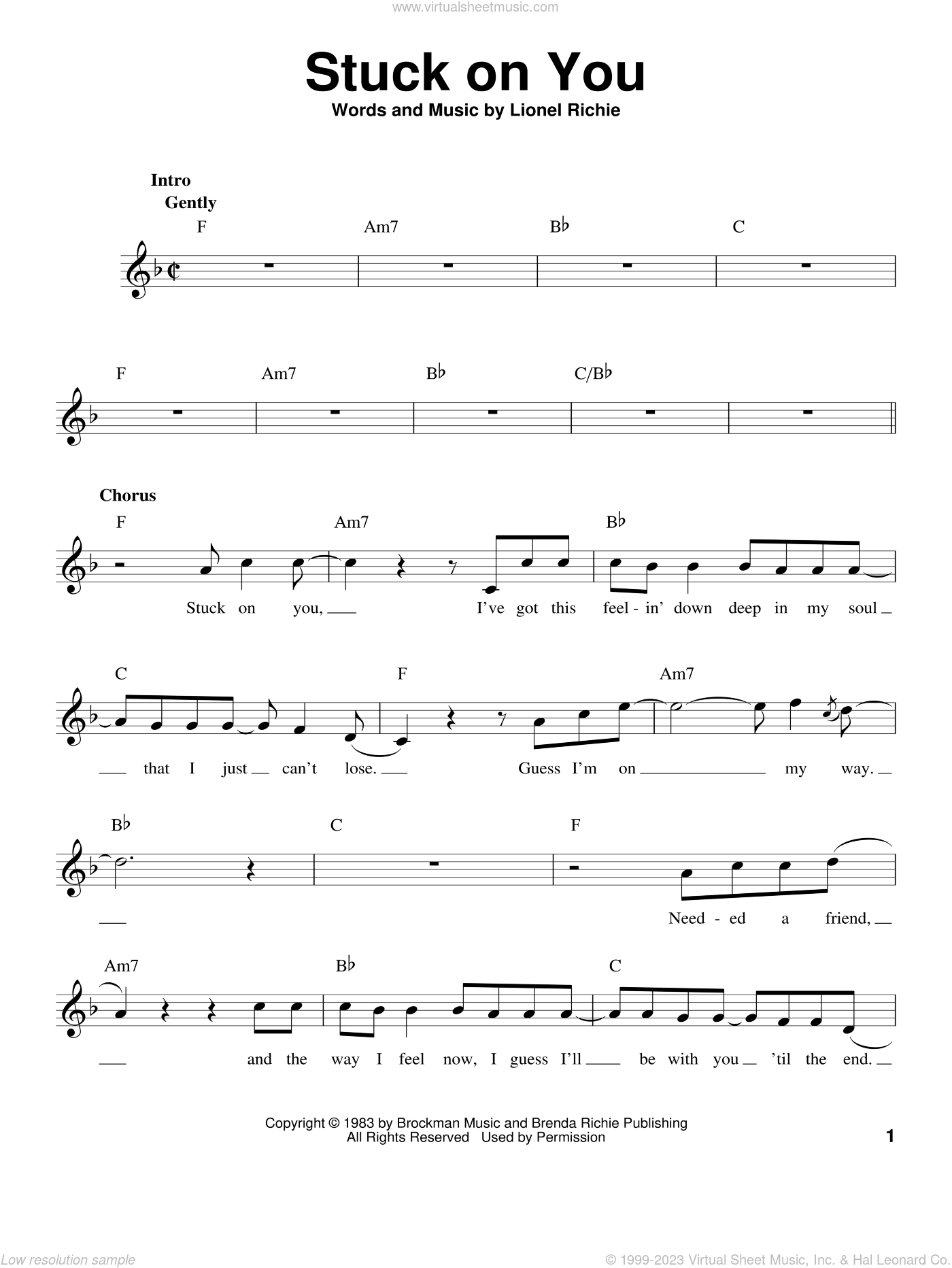 Stuck On You Sheet Music Lionel Richie - ♪