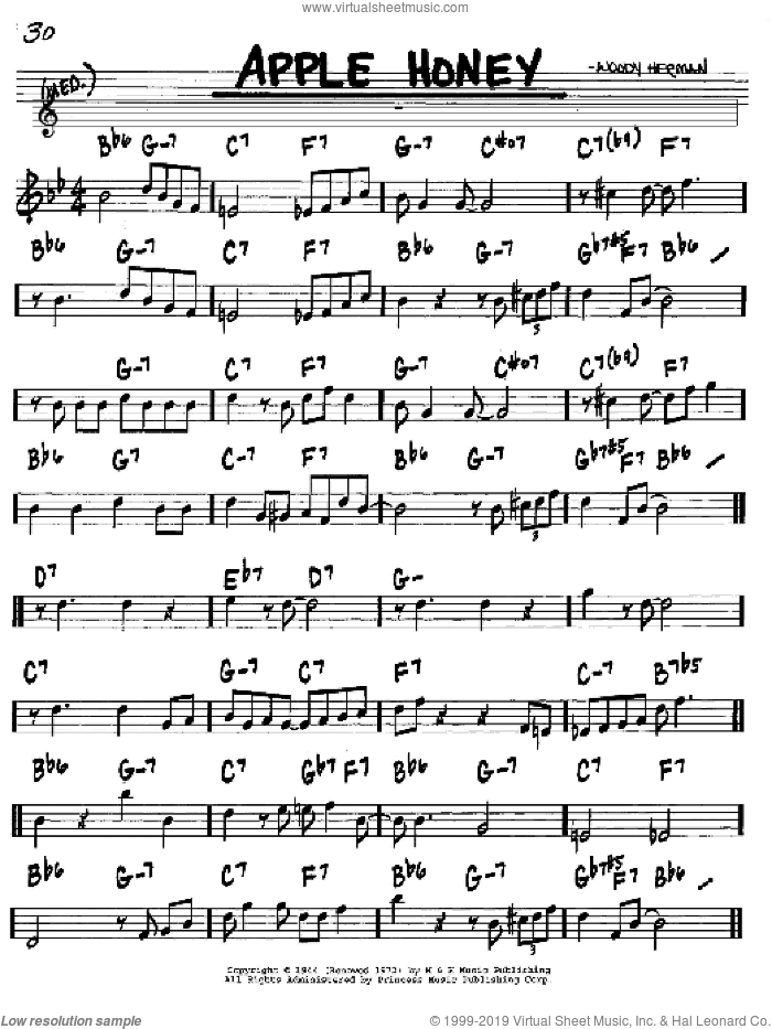 Apple Honey sheet music for voice and other instruments (in C)