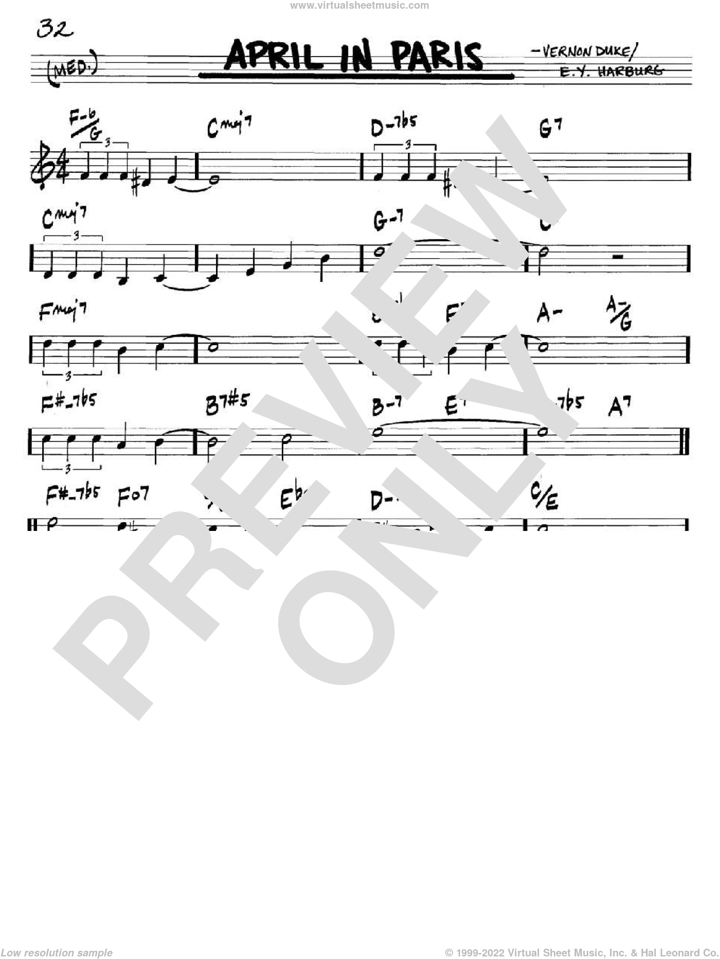 Harburg April In Paris Sheet Music In C Pdf