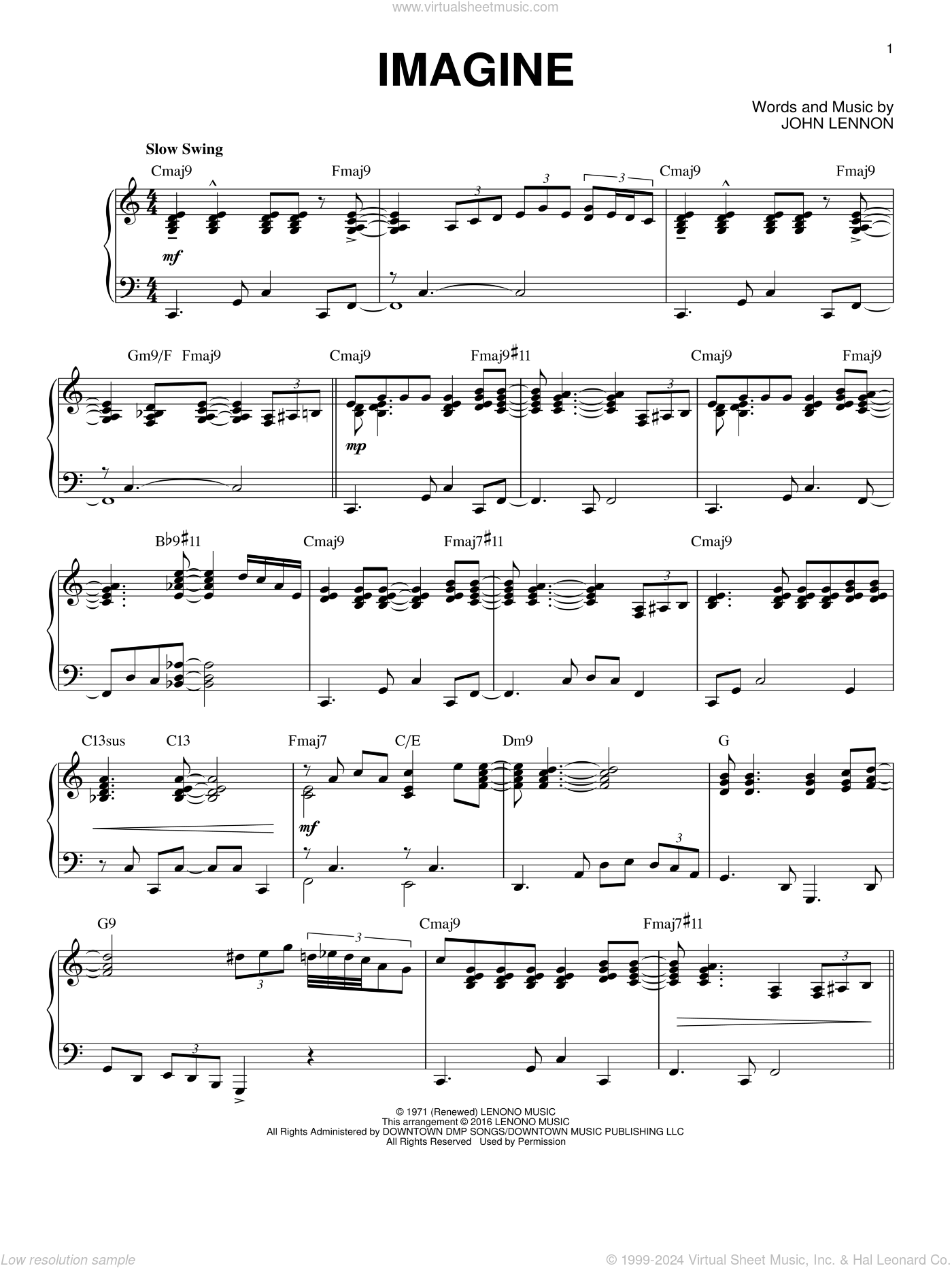 Imagine [Jazz version] (arr. Brent Edstrom) sheet music for