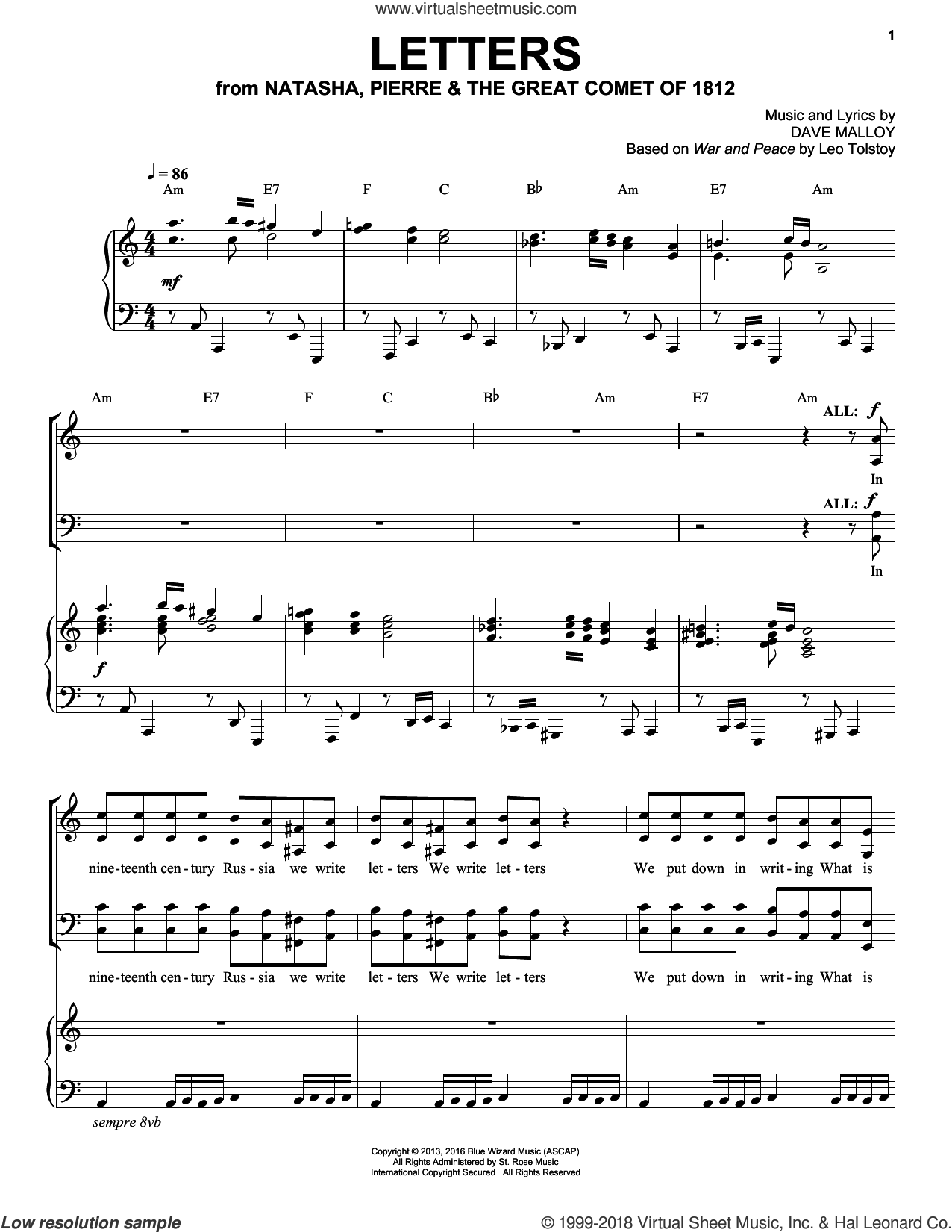 Groban - Letters sheet music for voice and piano (PDF)