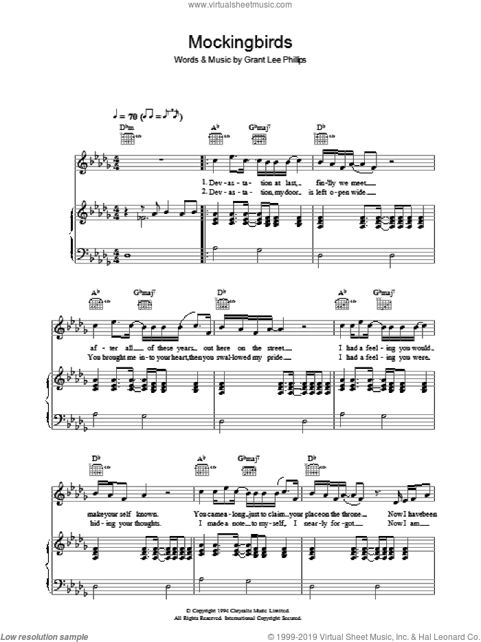 Mockingbirds Sheet Music For Voice Piano Or Guitar Pdf 