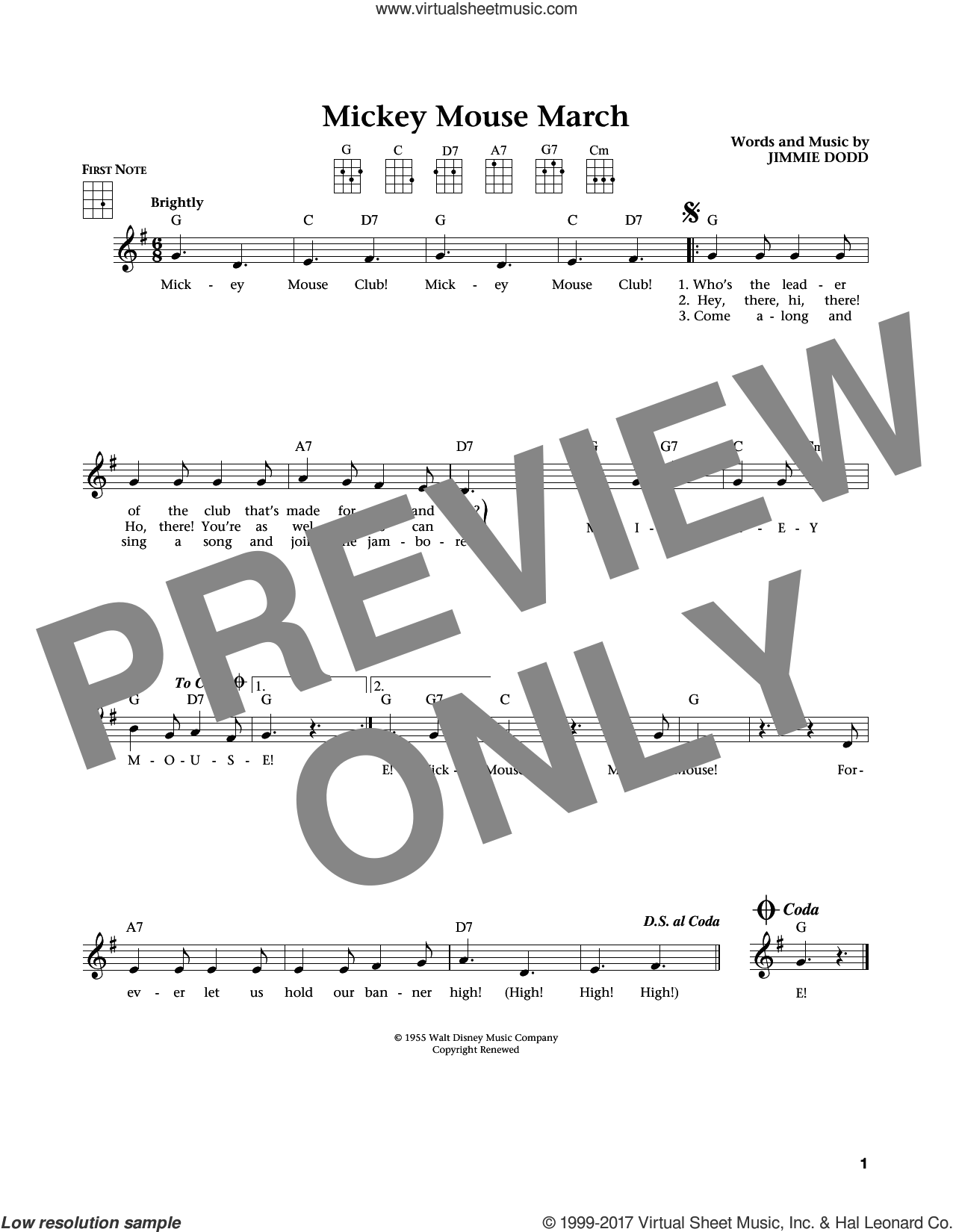 Today Is Tuesday from 'The Mickey Mouse Club' Sheet Music